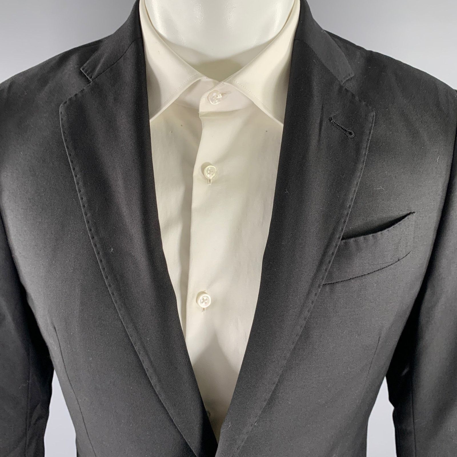 Emporio Armani EMPORIO ARMANI Size 38 Black Wool Notch Lapel Sport Coat Size 38R - 2 Thumbnail