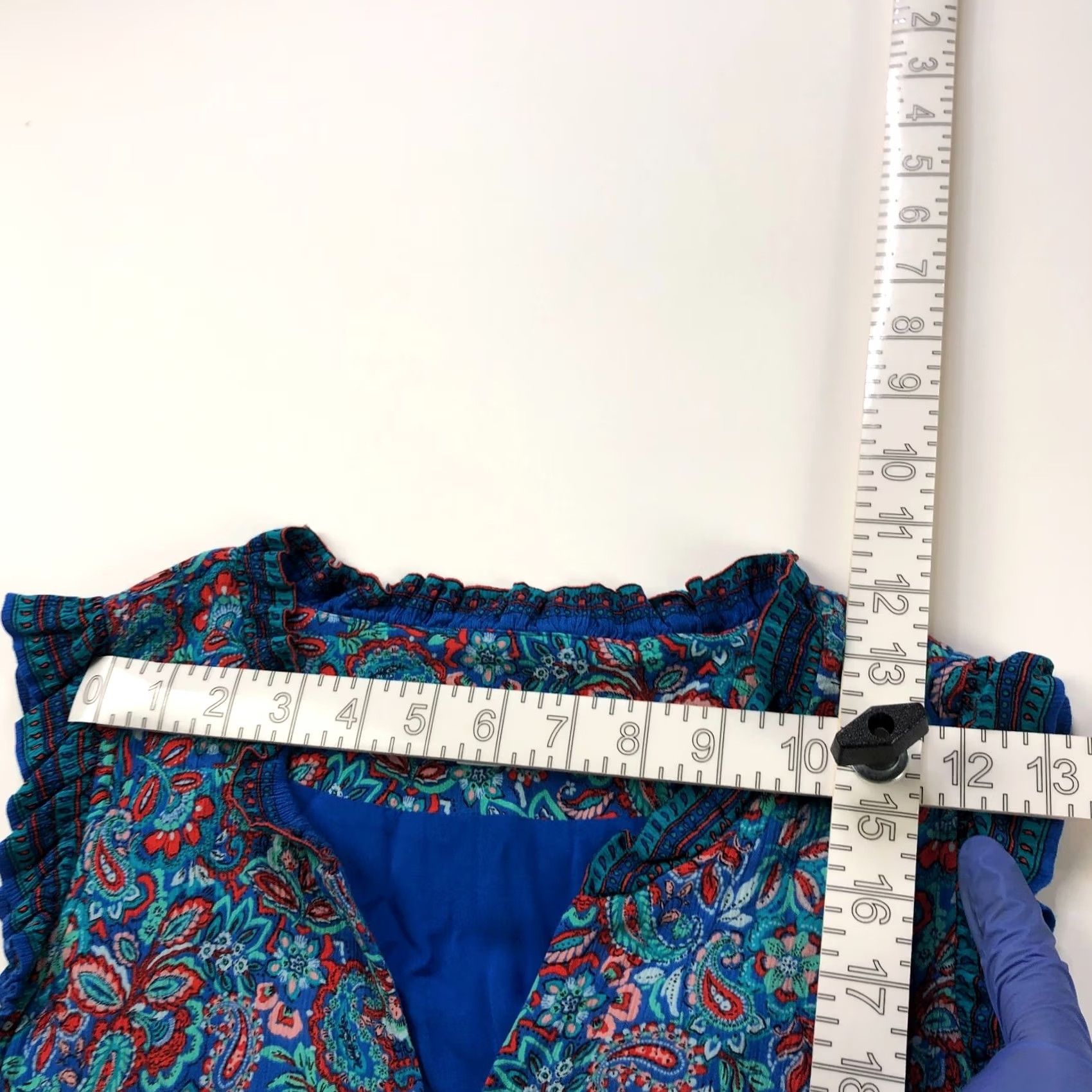 J. Jill J. Jill PM Petite 100% Rayon Paisley Ruffled Tiered Below Knee Dress Blue MINT Dress Size M / US 6-8 / IT 42-44 - 7 Thumbnail