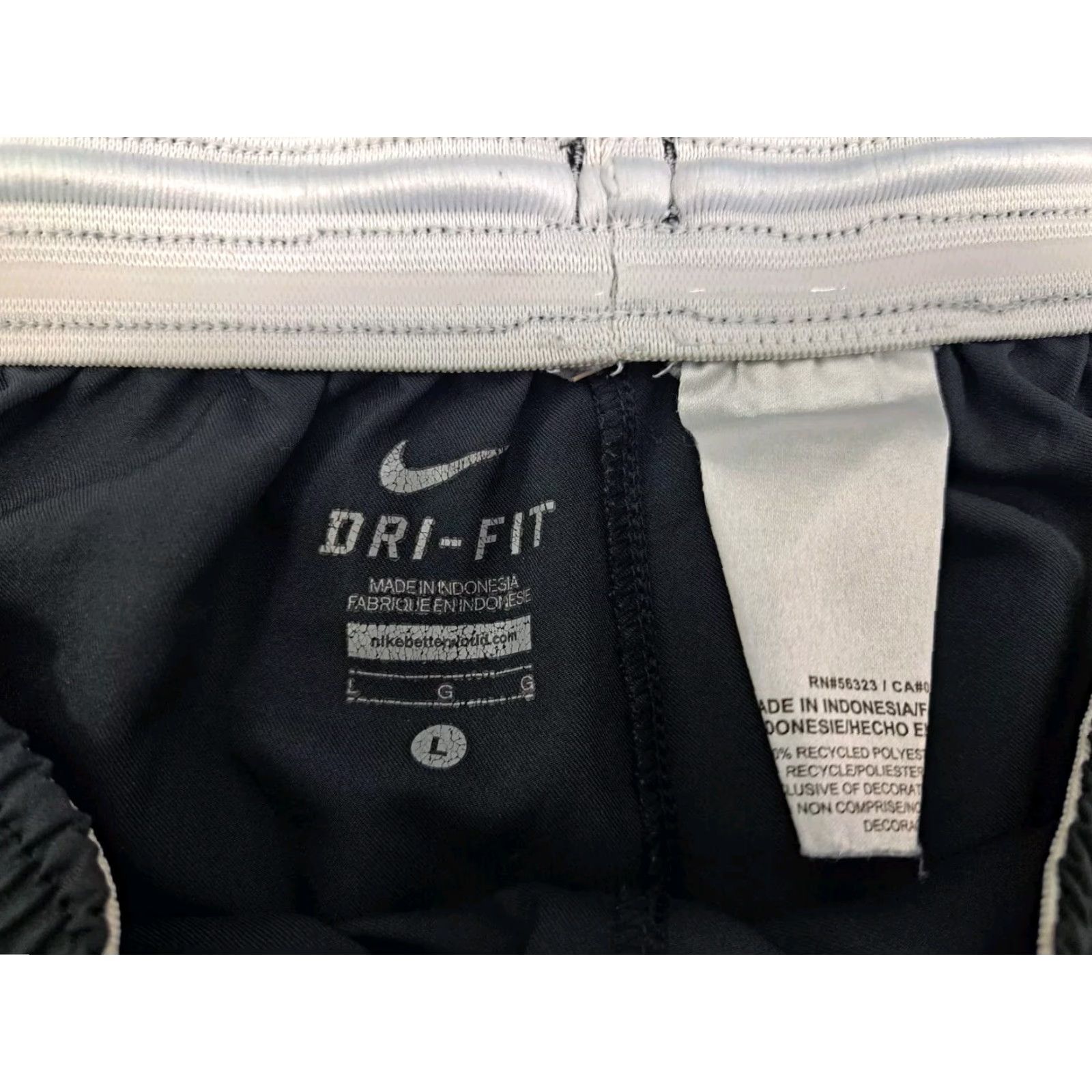 Nike Nike Dri-Fit Mens Training Athletic Shorts Striped Black/White Drawstring L 6178 Size US 33 - 2 Thumbnail