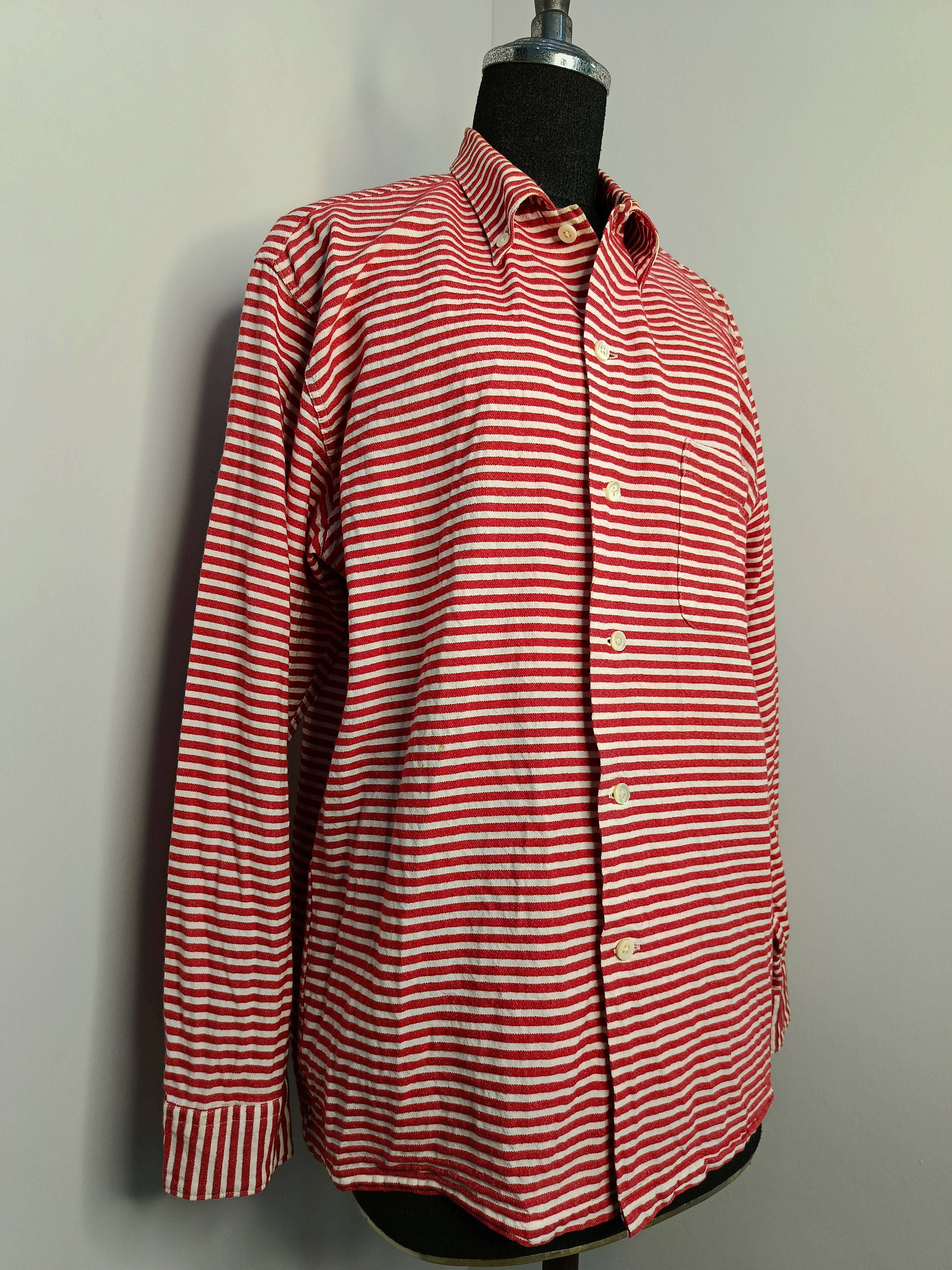 image of Sugar Cane 16 Exclusive Design Red Striped Work Shirt Large, Men's