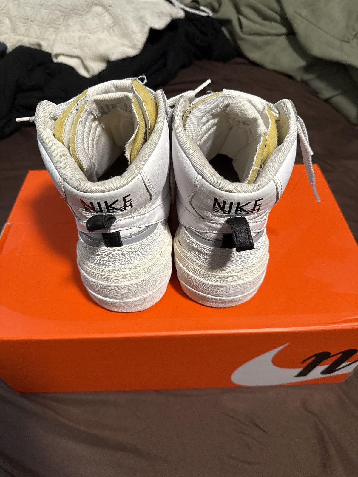 Nike × Sacai Nike Blazer Mid / sacai White/Wolf Grey-Pure Platinum Size US 13 / EU 46 - 4 Thumbnail