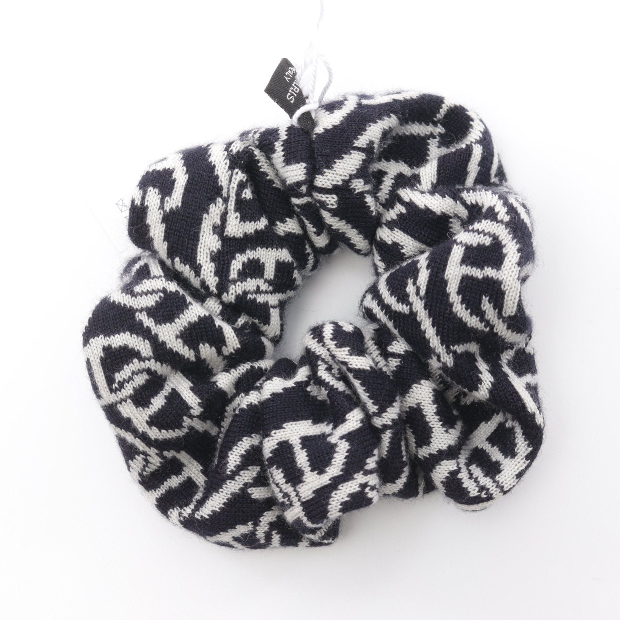 Hermes Hermes Claudia Scrunchie Hair Accessory Cashmere Silk Black White Size ONE SIZE - 1 Thumbnail