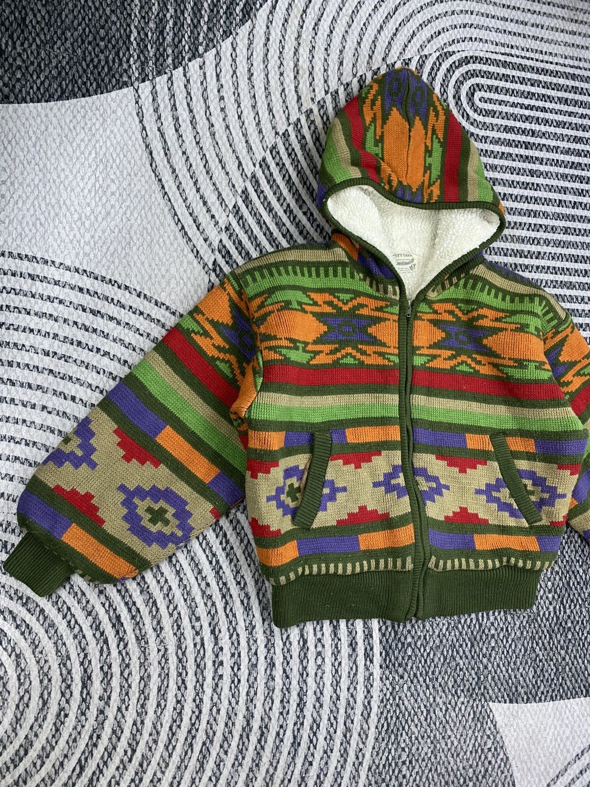 Japanese Brand Vtg City Call Lining Sherpa Wool Navajo Style Zip-Up Hoodies Size US L / EU 52-54 / 3 - 3 Thumbnail