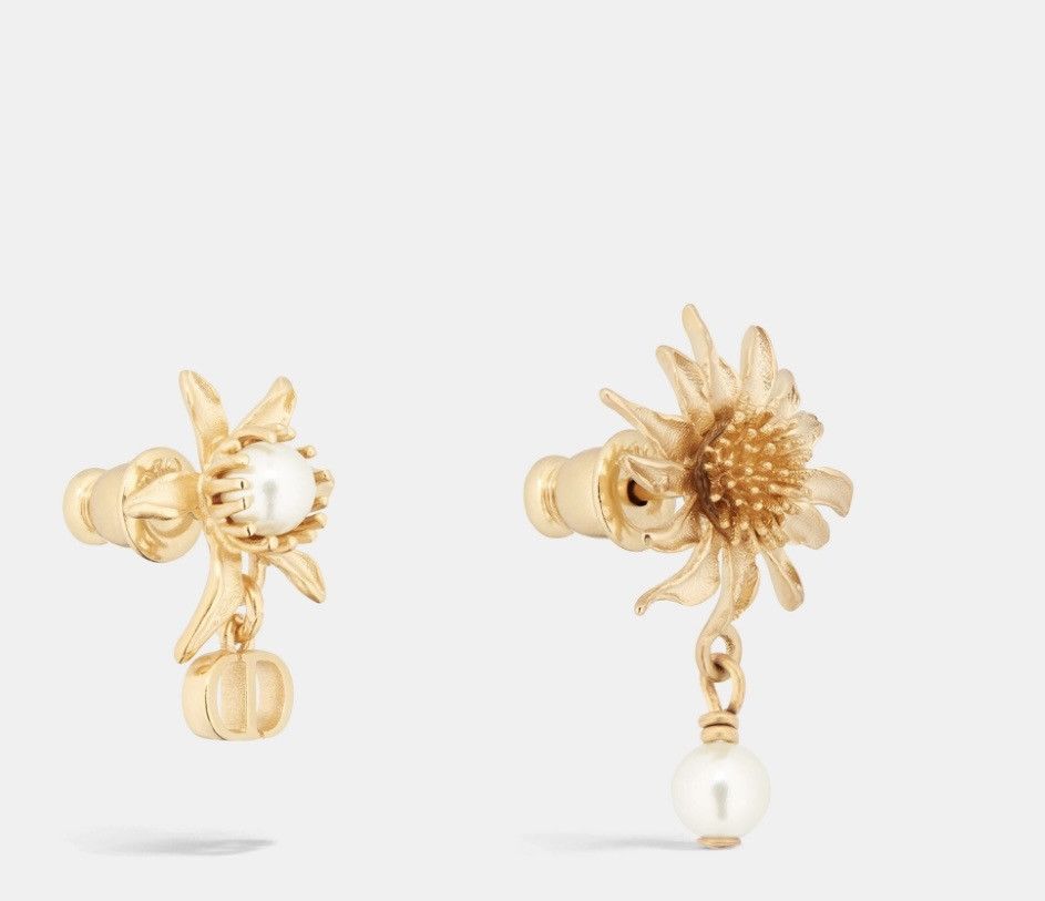 Dior DIOR CHARDONS EARRINGS Gold-Finish Metal and White Resin Size ONE SIZE - 1 Thumbnail