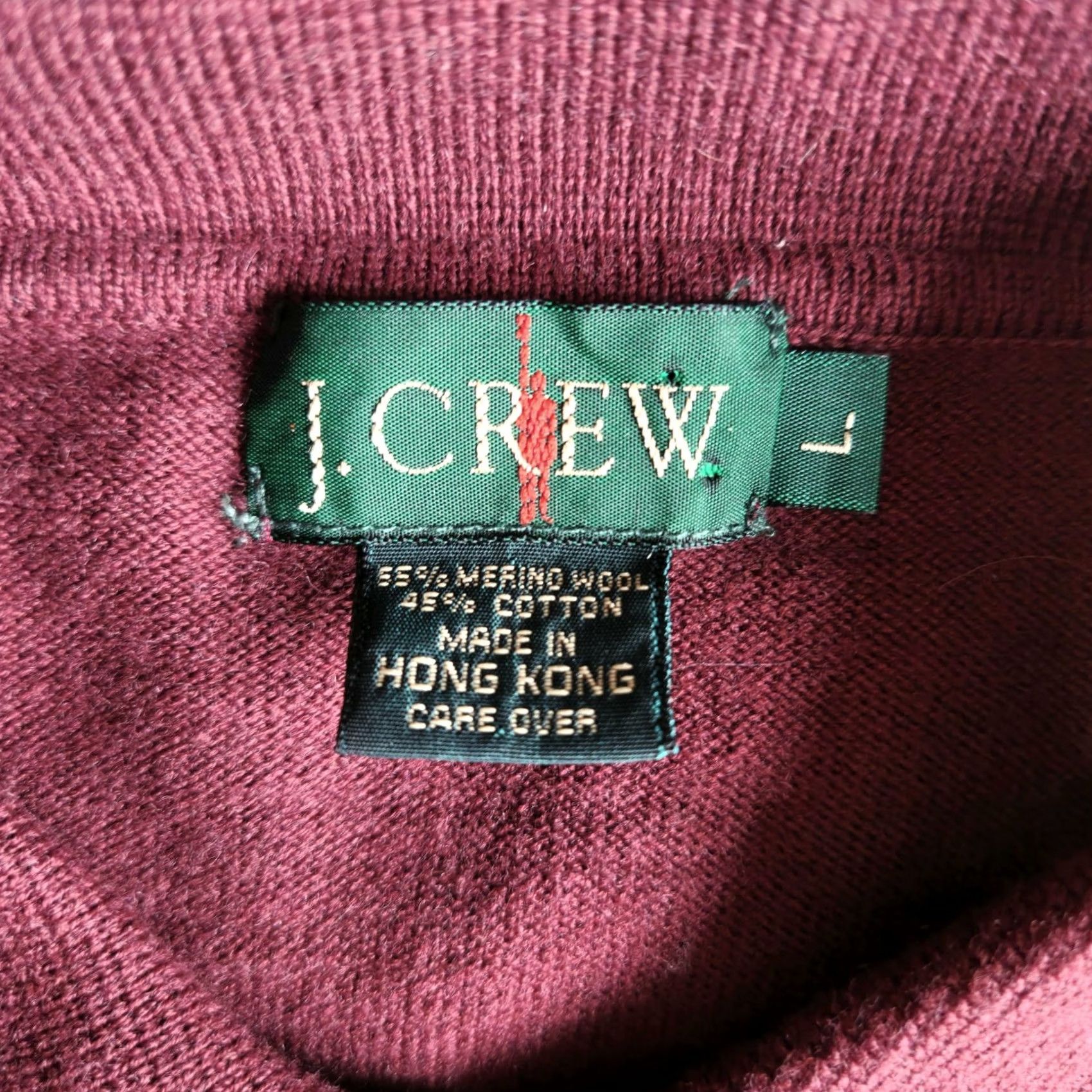J.Crew VINTAGE J.CREW Polo Shirt Long Sleeve Maroon Red LG Wool Cotton Pocket Mens 90s Polo Sweater Size US L / EU 52-54 / 3 - 3 Thumbnail