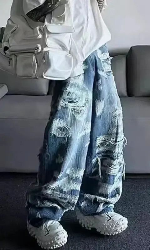 Japanese Brand × Jean High street hip hop ripped jeans Size US 32 / EU 48 - 2 Thumbnail