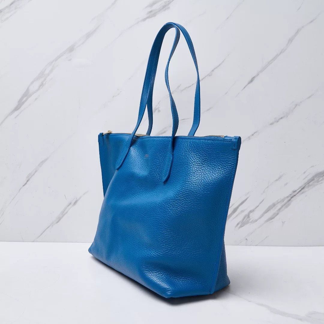 Furla Furla Blue Leather Gold Logo Tote Bag Size ONE SIZE - 4 Thumbnail
