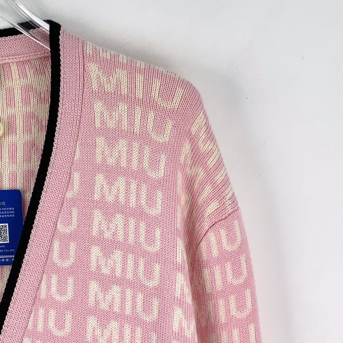 Miu Miu Miu Miu Pink All-over Logo Wool Knit Cardigan K26WX Size S / US 4 / IT 40 - 3 Thumbnail