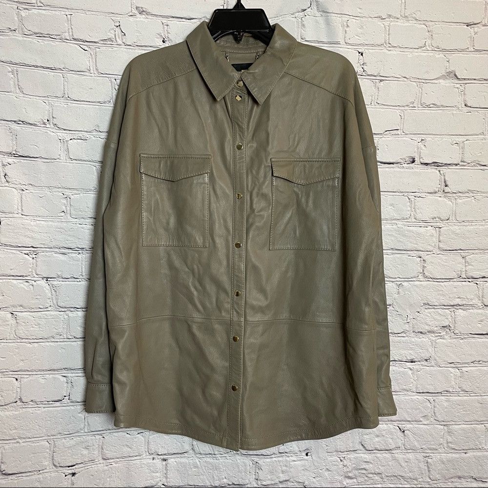 Ted Baker NWT New $485 Ted Baker Laars Leather Oversized Grey Shirt S Size M / US 6-8 / IT 42-44 - 3 Thumbnail