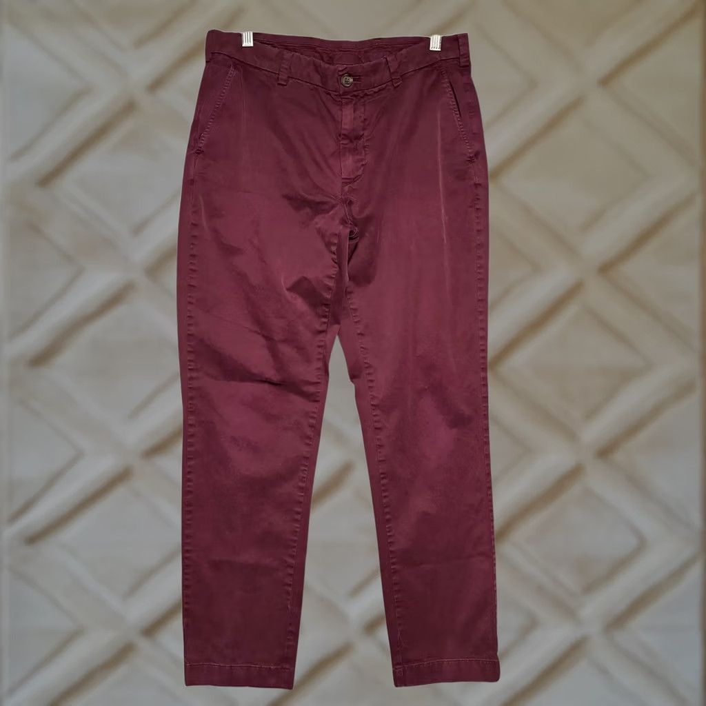 Brooks Brothers Brooks Brothers Red Fleece Chino Pants 34X32 Mens Burgundy Slim Straight 34 Red Solid Wool? Size US 34 / EU 50 - 1 Thumbnail