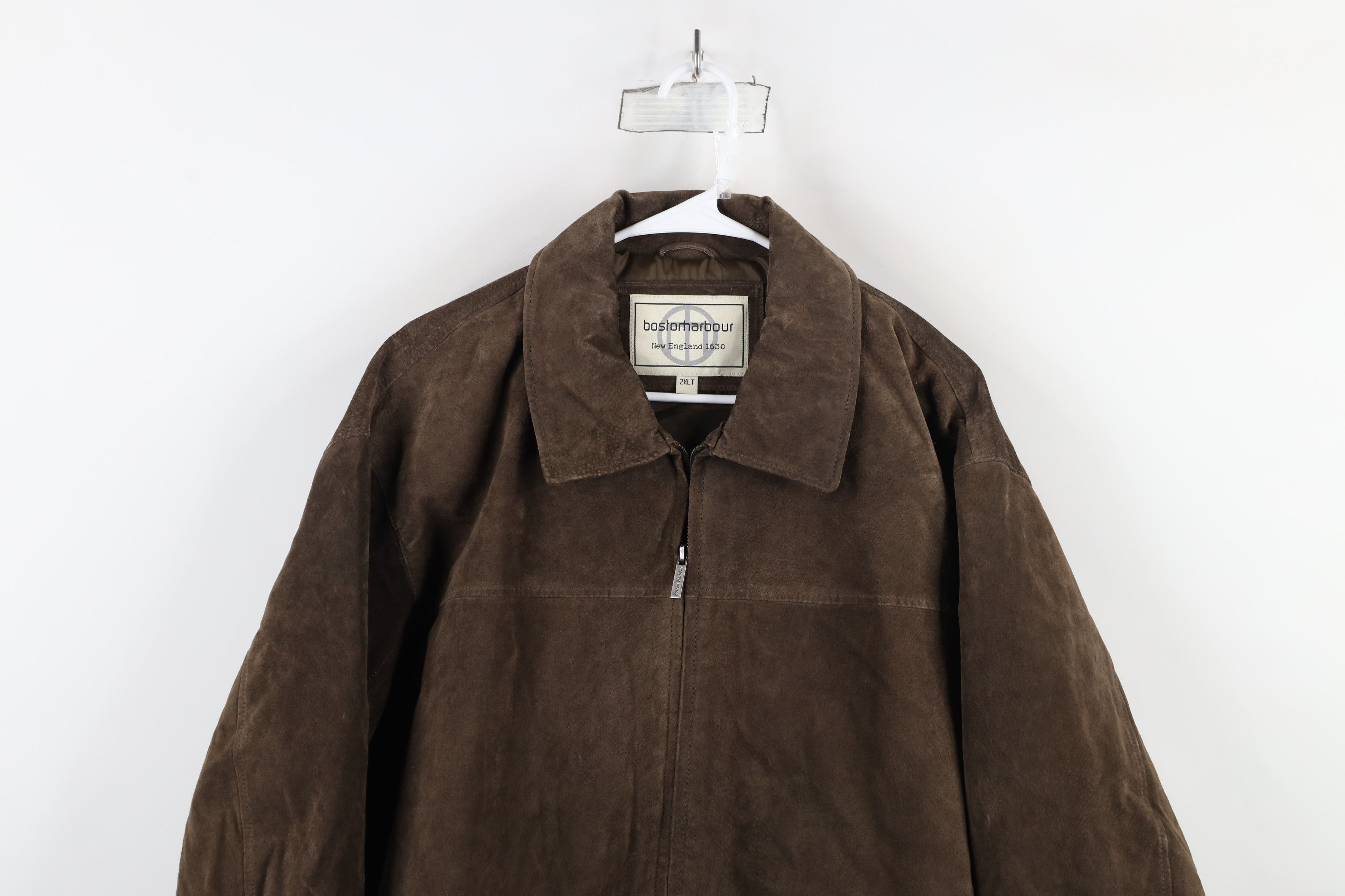 Vintage Vintage 90s Streetwear Suede Leather Full Zip Jacket Brown Size US XXL / EU 58 / 5 - 2 Thumbnail