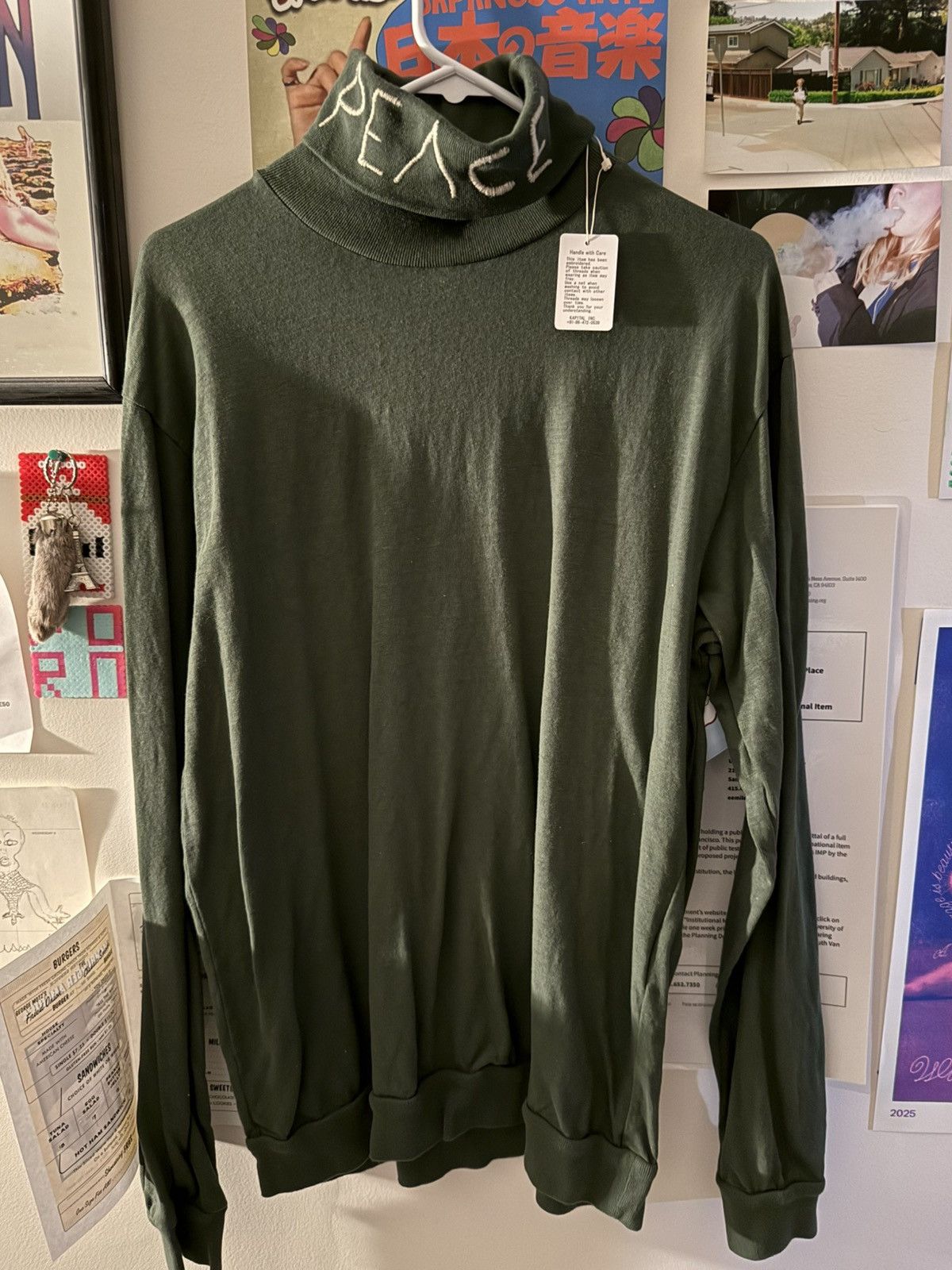 Kapital Kapital Long Sleeve Turtleneck Peace Embroidery XL Green Size US XL / EU 56 / 4 - 1 Thumbnail