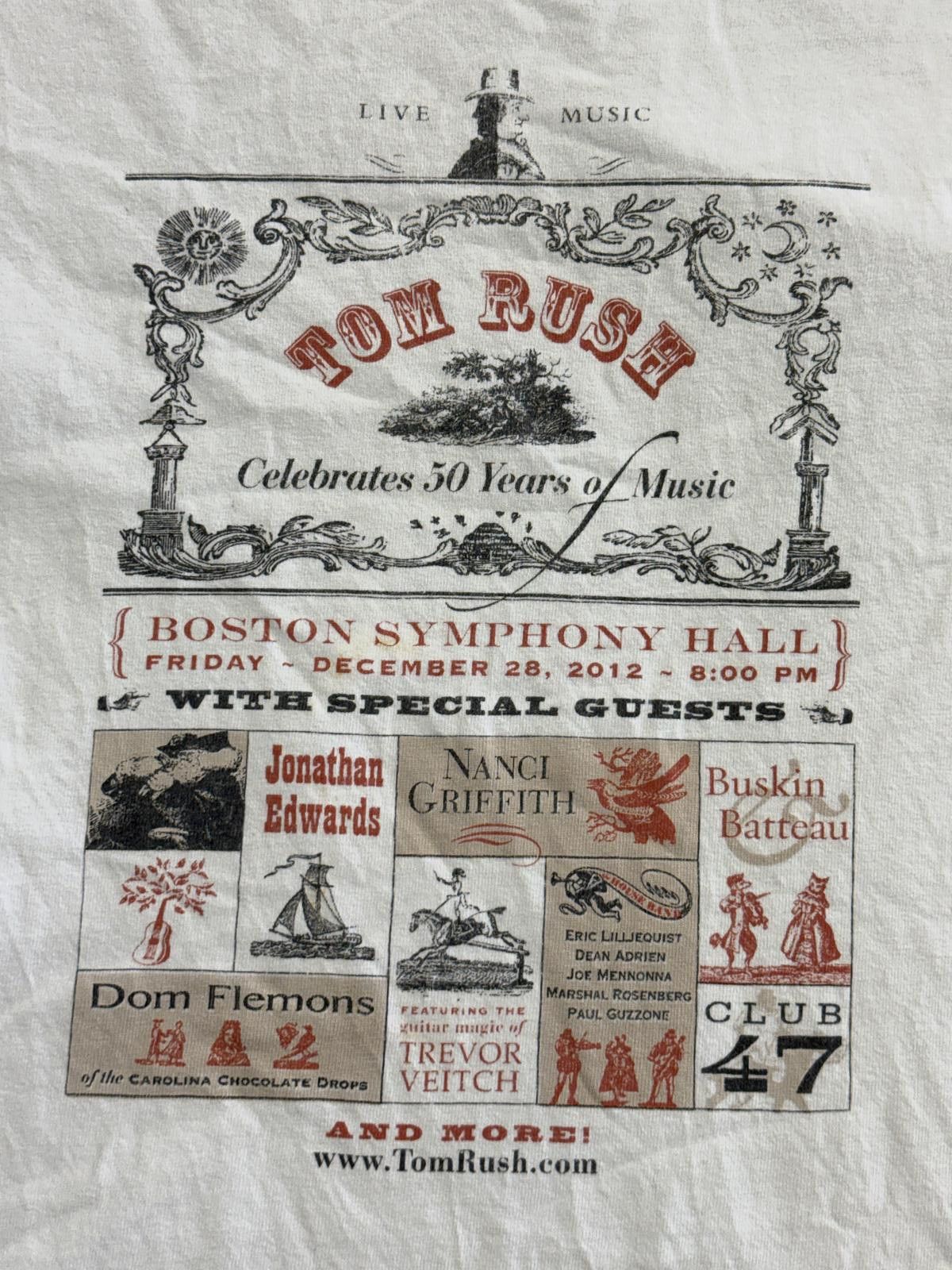 Gildan Tom Rush T-shirt Boston Symphony Hall 50 Years of Music XL Size US XL / EU 56 / 4 - 3 Thumbnail
