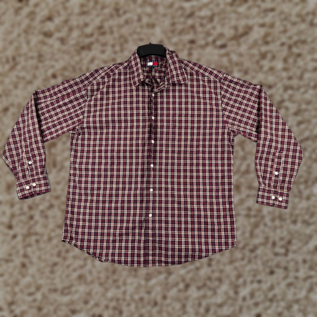 Tommy Hilfiger Tommy Hilfiger Shirt Mens XL Red Plaid Button-Down Long Sleeve Pocket Logo Embroidered Cotton Casual Size US XL / EU 56 / 4 - 1 Thumbnail
