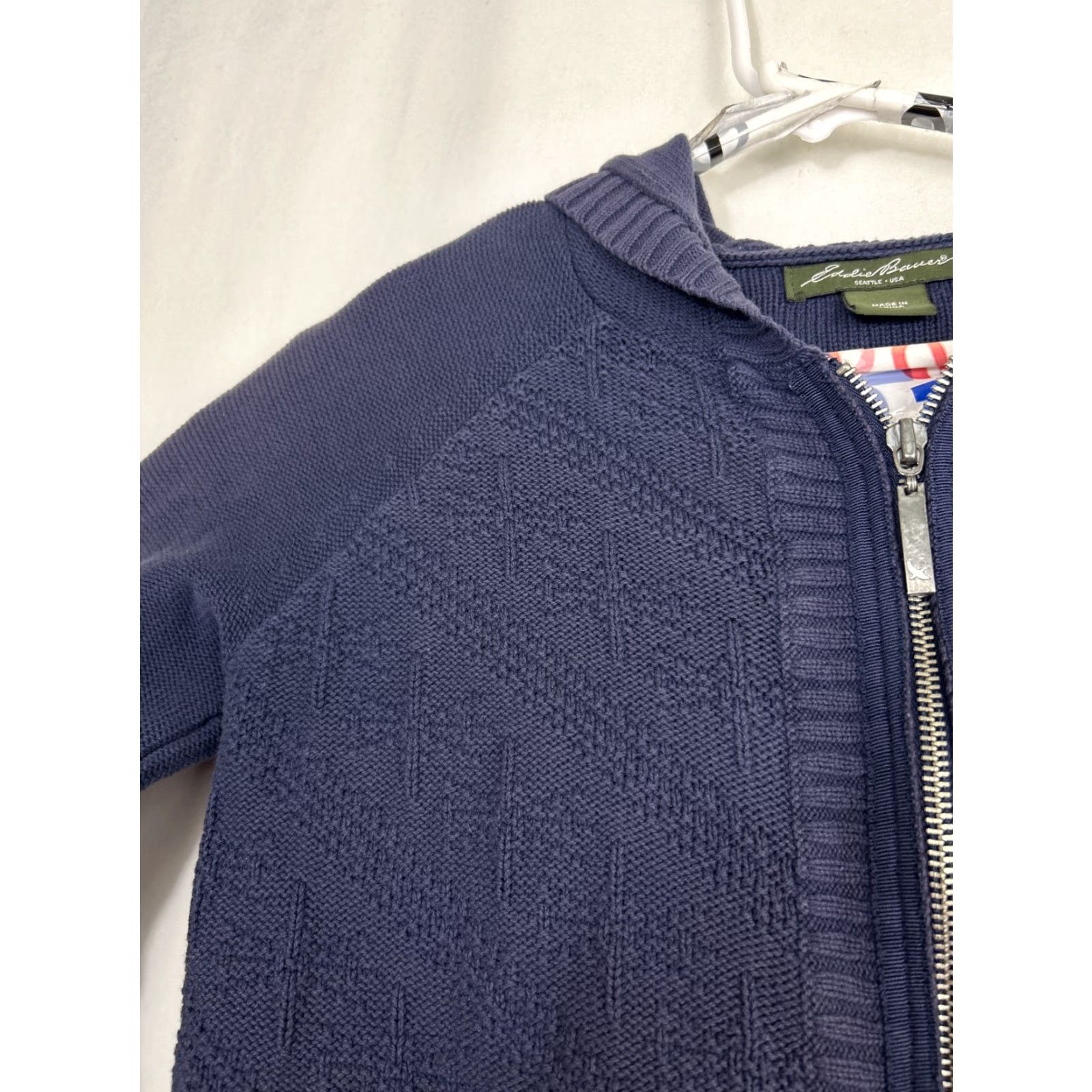 Eddie Bauer Eddie Bauer Women's Full Zip Knit Hoodie Navy Blue Cotton Acrylic - M Tall - Knit - Activewear - Women - Blue - 20" Chest - 28" Length Size M / US 6-8 / IT 42-44 - 6 Thumbnail