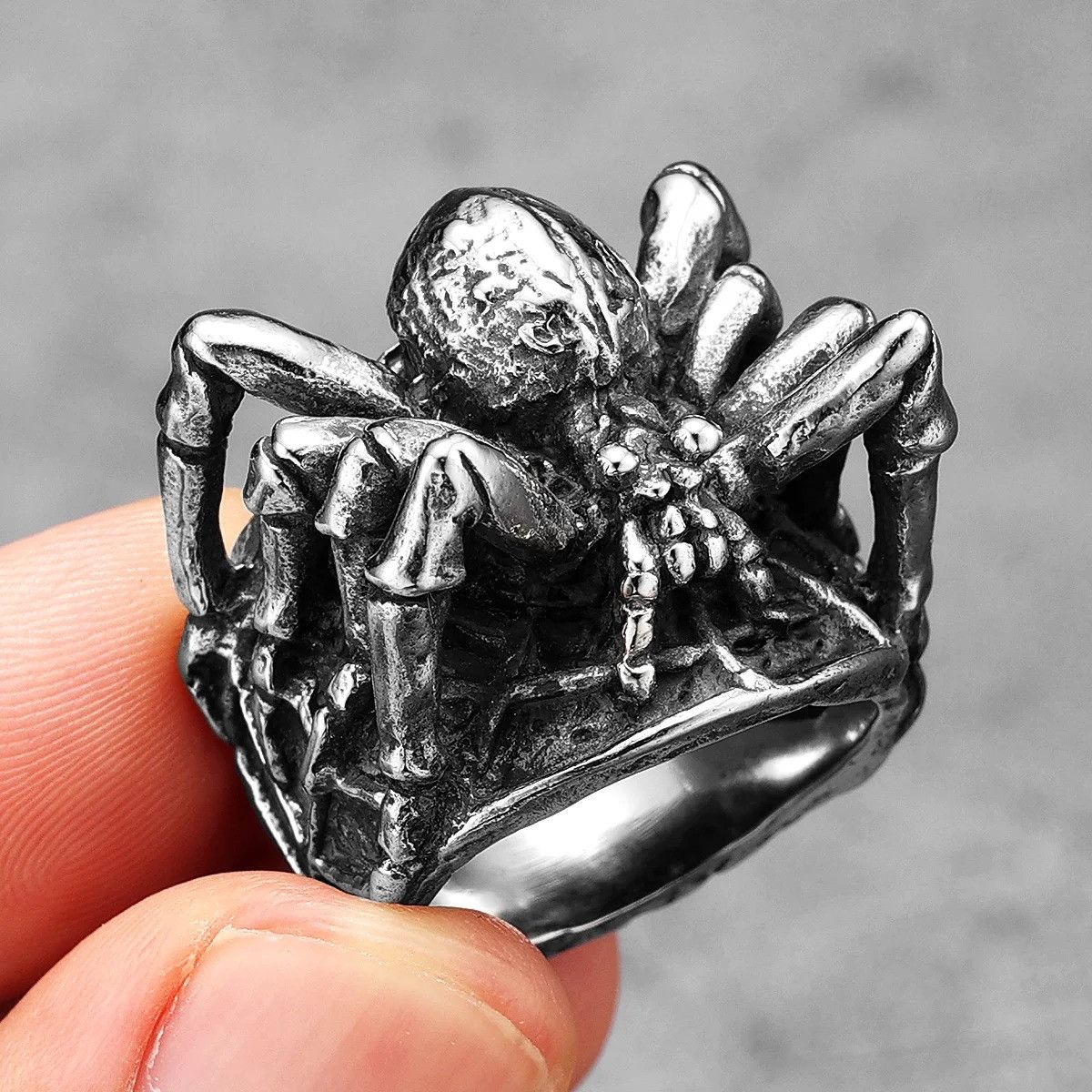 Vintage 3D Poison Spider Stainless Steel Men Ring Size ONE SIZE - 4 Thumbnail