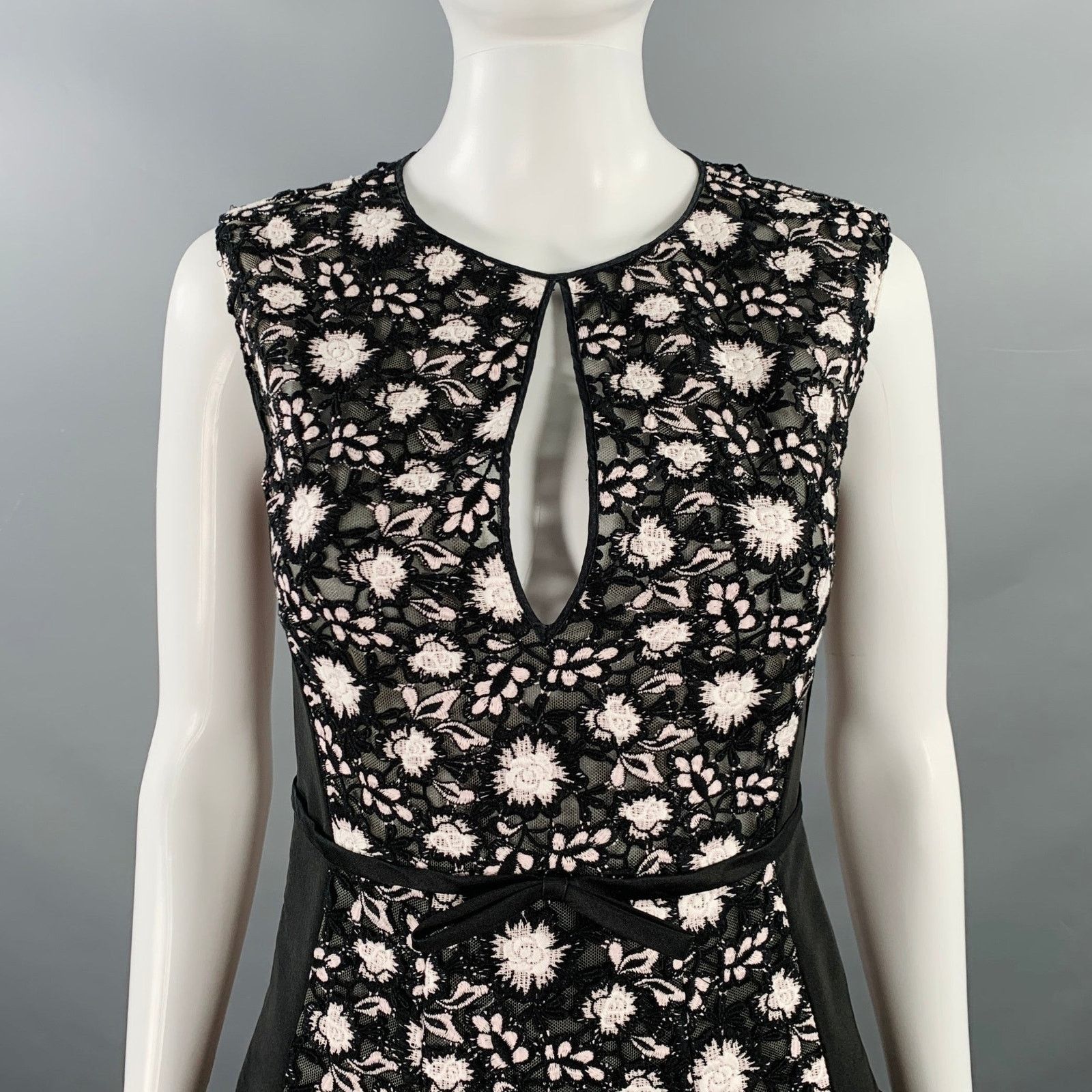Giambattista Valli GIAMBATTISTA VALLI Black White Silk Cocktail Dress Size XS / US 0-2 / IT 36-38 - 2 Thumbnail