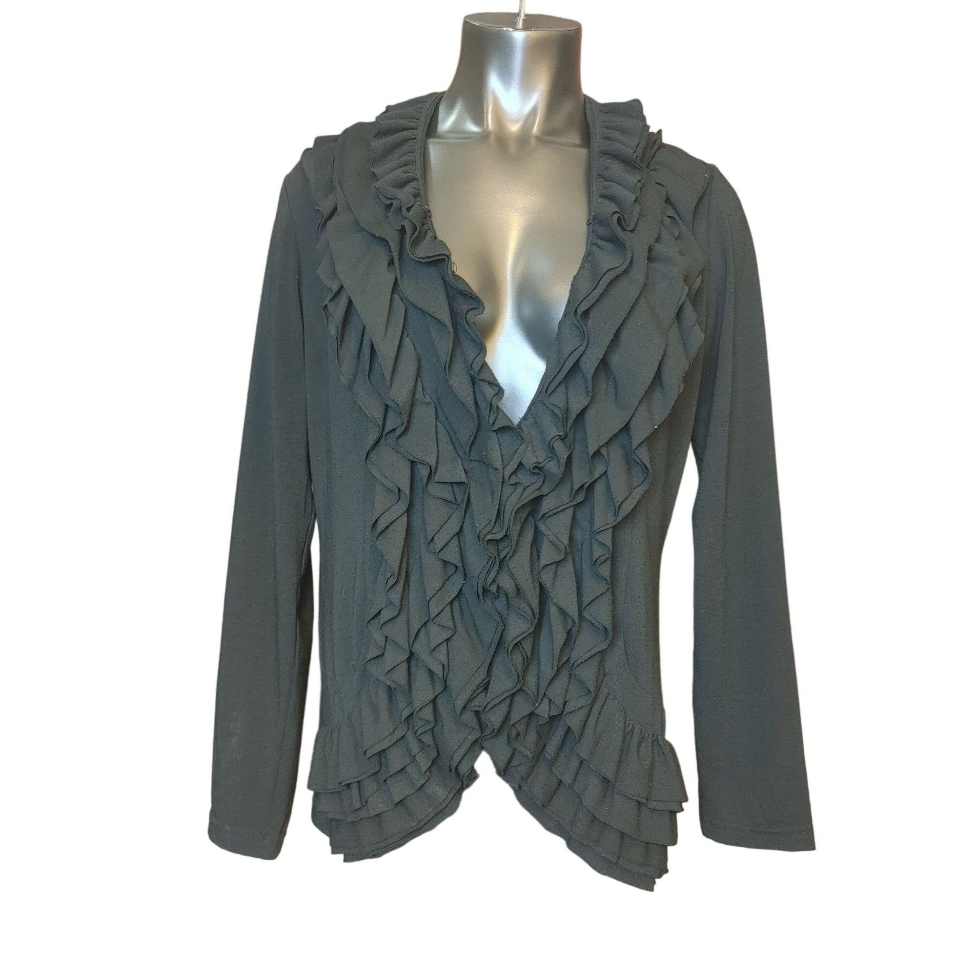 Other MILANO Womens L Black Layered Tiered Ruffle Long Sleeve Card Size L / US 10 / IT 46 - 1 Thumbnail