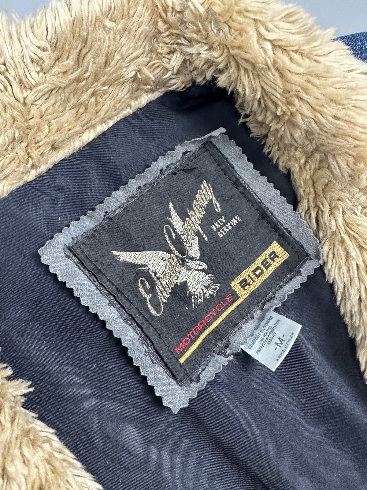 Edwin Vintage Edwin Rider Denim Jacket Beige Faux Fur Collar Size US M / EU 48-50 / 2 - 8 Thumbnail