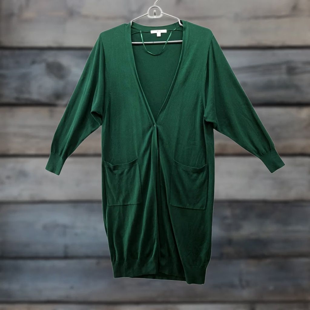 Uniqlo Uniqlo Cardigan Womens XS Forest Green V-Neck Button Front Lightweight Longline Knit Sweater Size XS / US 0-2 / IT 36-38 - 1 Thumbnail
