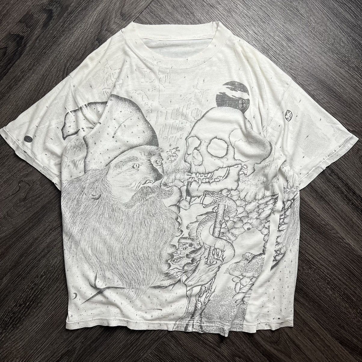 Other × Vintage Vintage 90s Wizard T-Shirt Size US XL / EU 56 / 4 - 1 Thumbnail