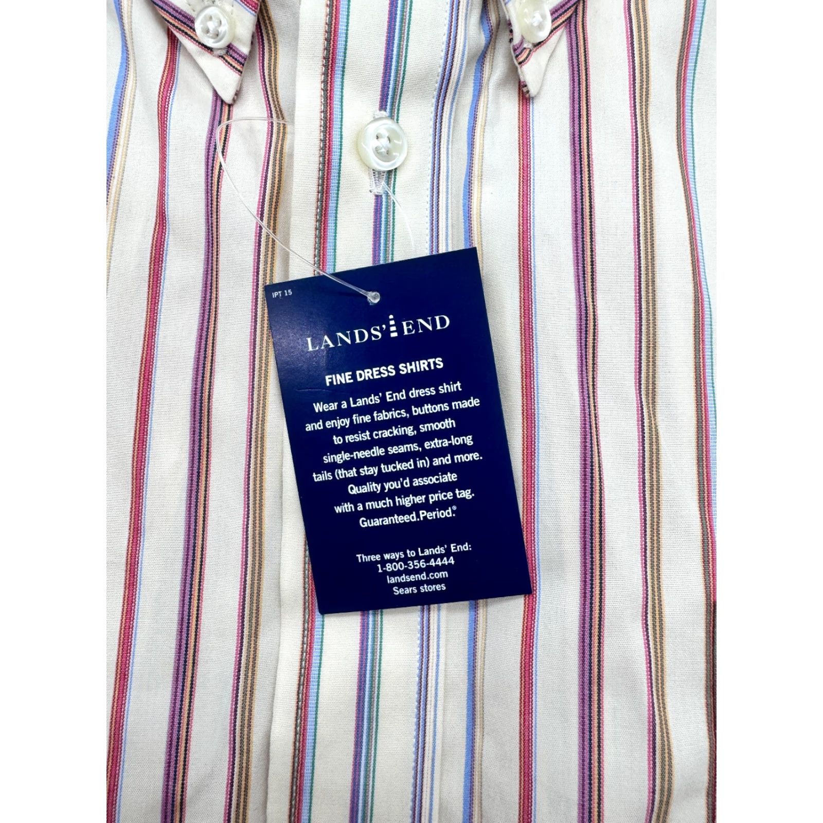 Lands' End VINTAGE Lands' End Long Sleeve Button-Down Mens Large Striped Shirt Cotton NWT 2160 Size US L / EU 52-54 / 3 - 3 Thumbnail