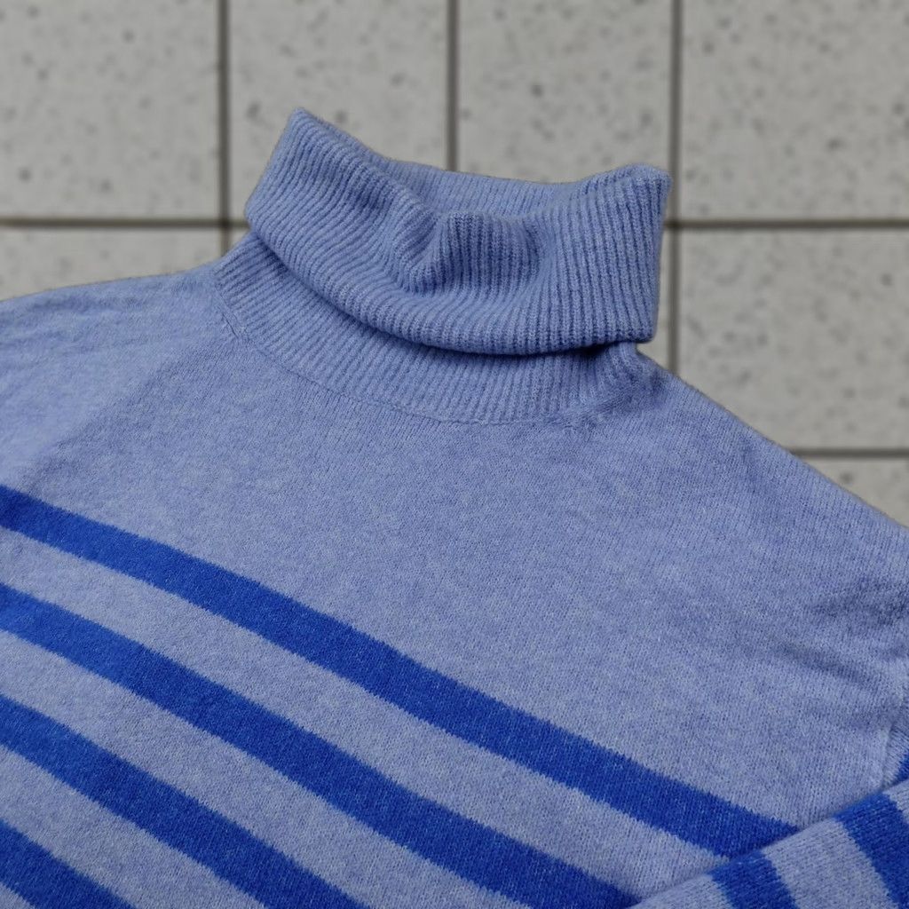 Loft LOFT Sweater Womens XS Blue Knit Pullover Turtleneck Long Sleeve Striped Raglan Stretch Winter - Womens XS Blue Sweater Size XS / US 0-2 / IT 36-38 - 1 Thumbnail