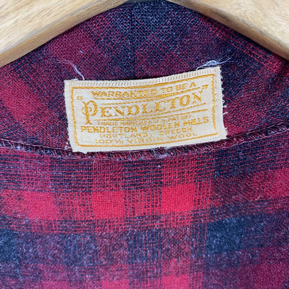 Pendleton Vintage 50s Pendleton Shirt Jacket Red Plaid Wool Shacket Size M / US 6-8 / IT 42-44 - 9 Thumbnail
