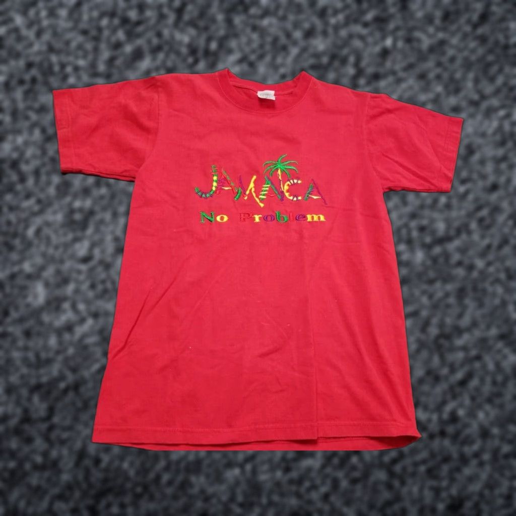 Vintage VINTAGE Tropix Embroidered Jamaica NO PROBLEM Souvenir T Shirt Mens M Red 90s Sh T-Shirt Size US M / EU 48-50 / 2 - 1 Thumbnail