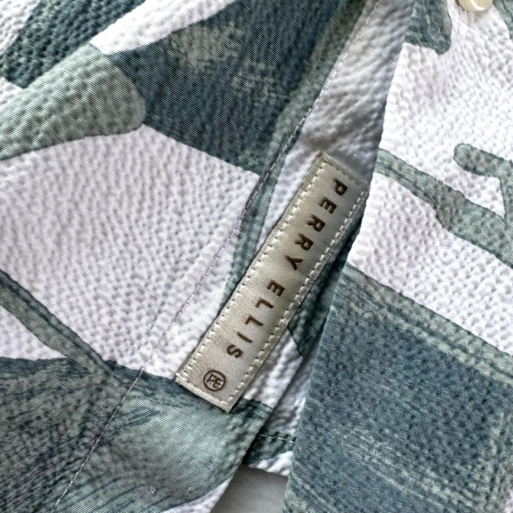 Perry Ellis Perry Ellis Shirt Mens Large Green White Abstract Print Stitch Button Up Casual Size US L / EU 52-54 / 3 - 3 Thumbnail