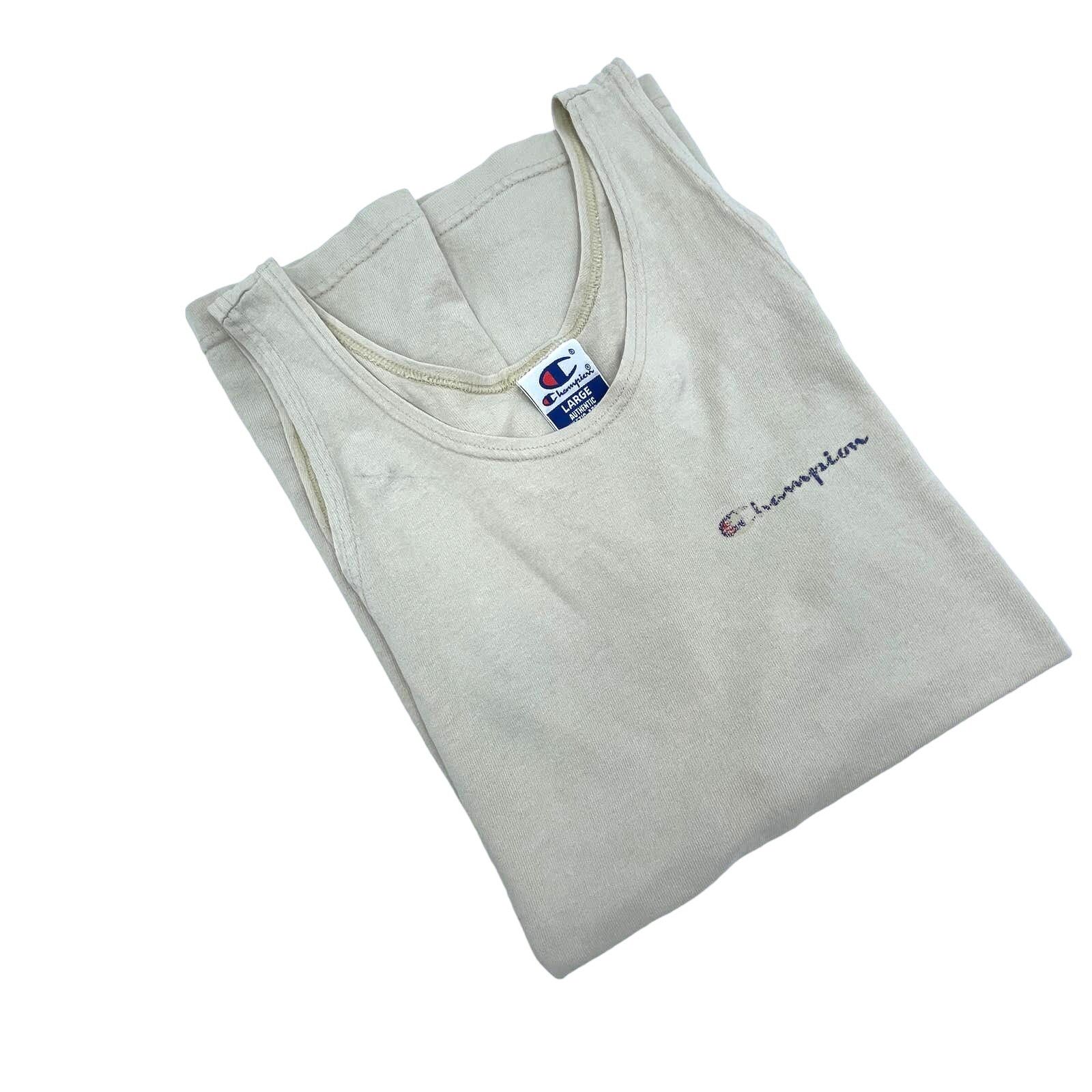 Champion × Vintage Champion Vintage 90s Cotton Tank Top USA Made Neutral Khaki Size US L / EU 52-54 / 3 - 7 Thumbnail