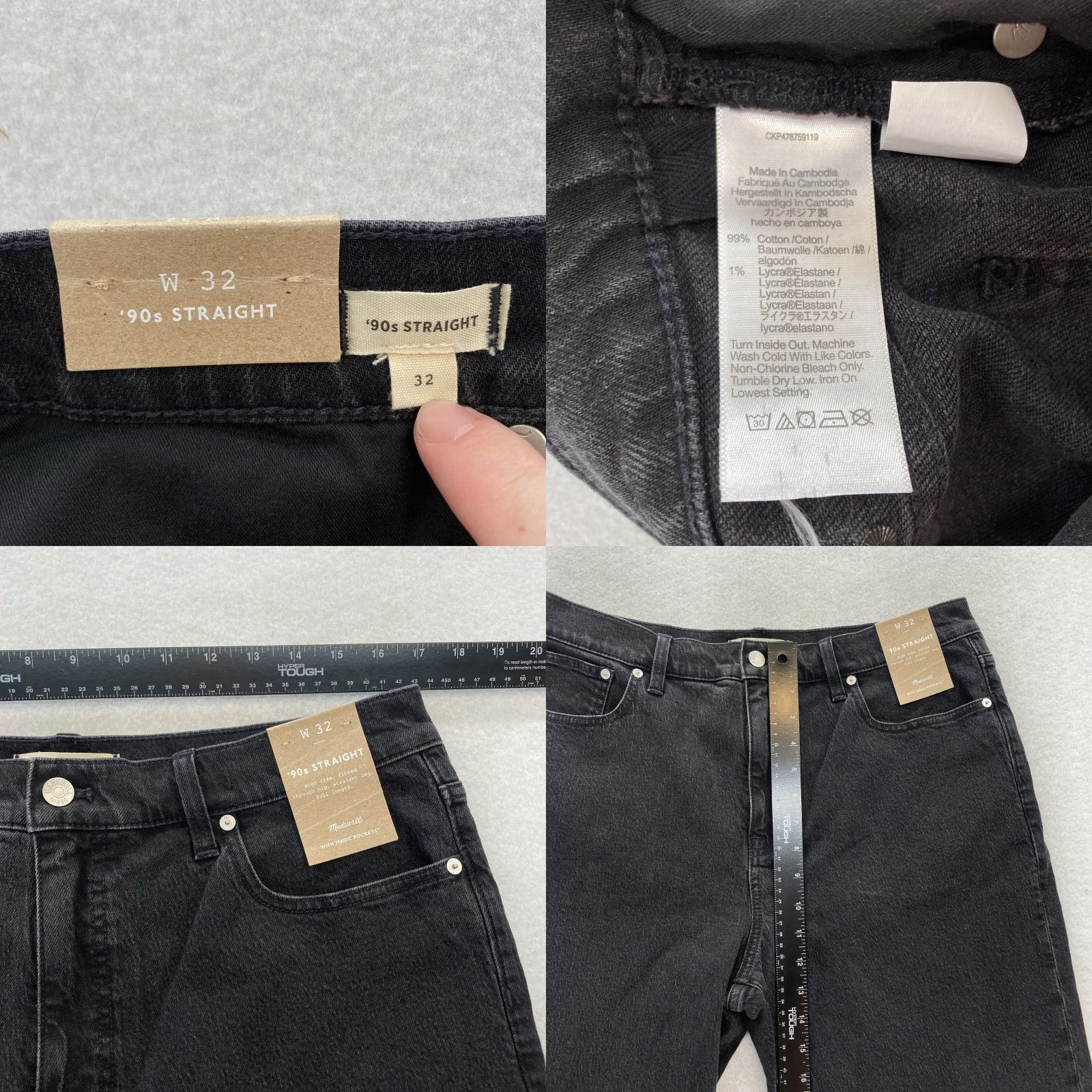 Madewell Madewell 90s Straight Jeans Women's 32 Black Denim High Rise Stretch Studded Y2K Jeans Size 24" / US 00 / IT 34 - 8 Thumbnail