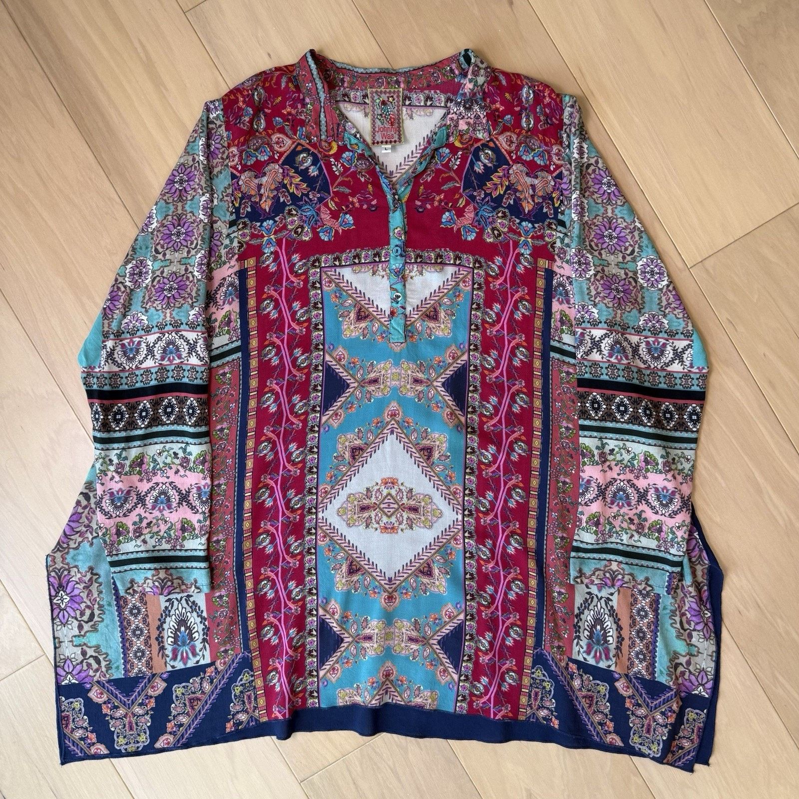 Johnny Was Johnny Was Meco Scarf Print Tunic Women's Large Multicolor Size L / US 10 / IT 46 - 2 Thumbnail