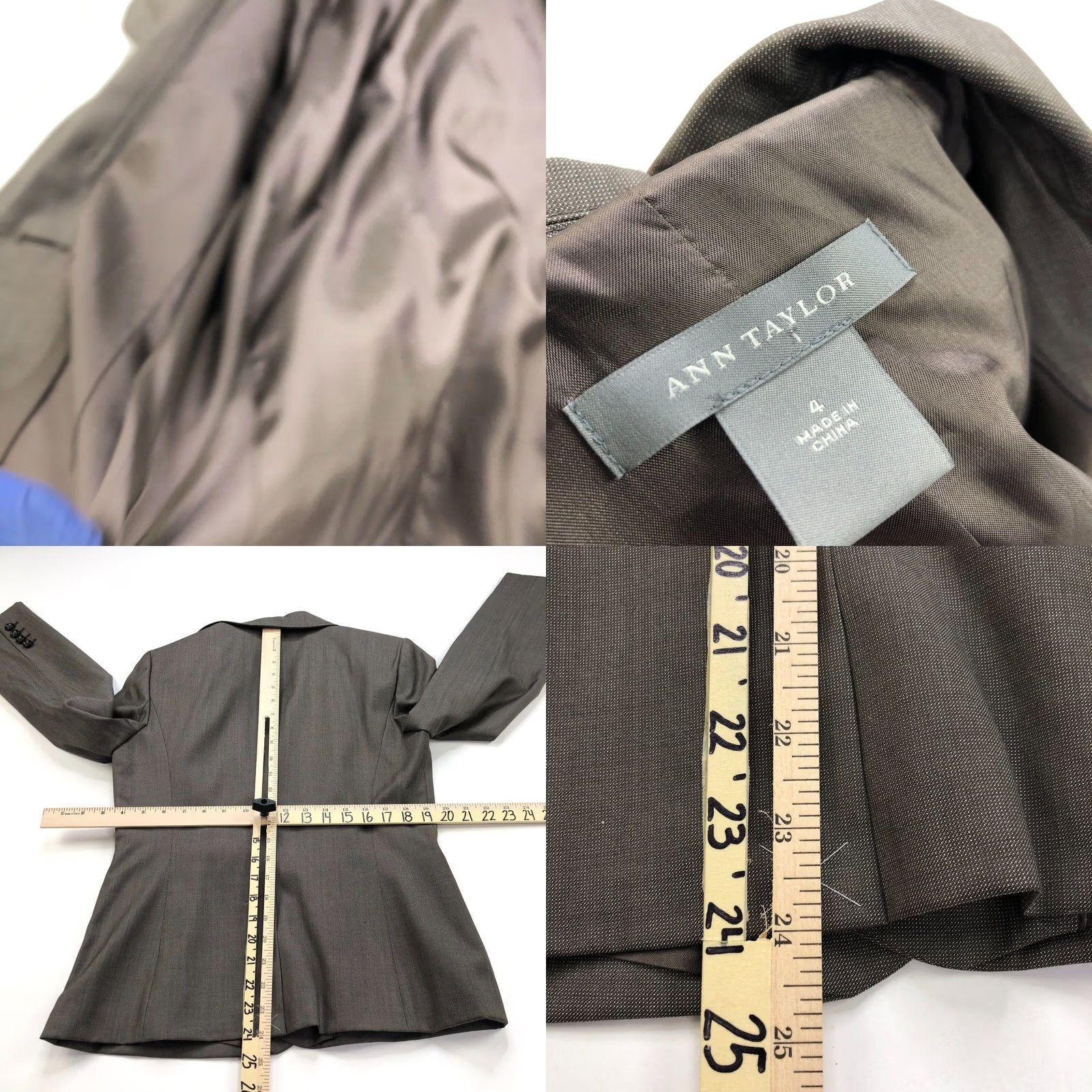 Ann Taylor Ann Taylor Brown Womens Wool Blend Two Button Blazer Jacket Size 4 Mid-Length Button Closure Wool Outer Shell Knit Fabric Size S / US 4 / IT 40 - 8 Thumbnail