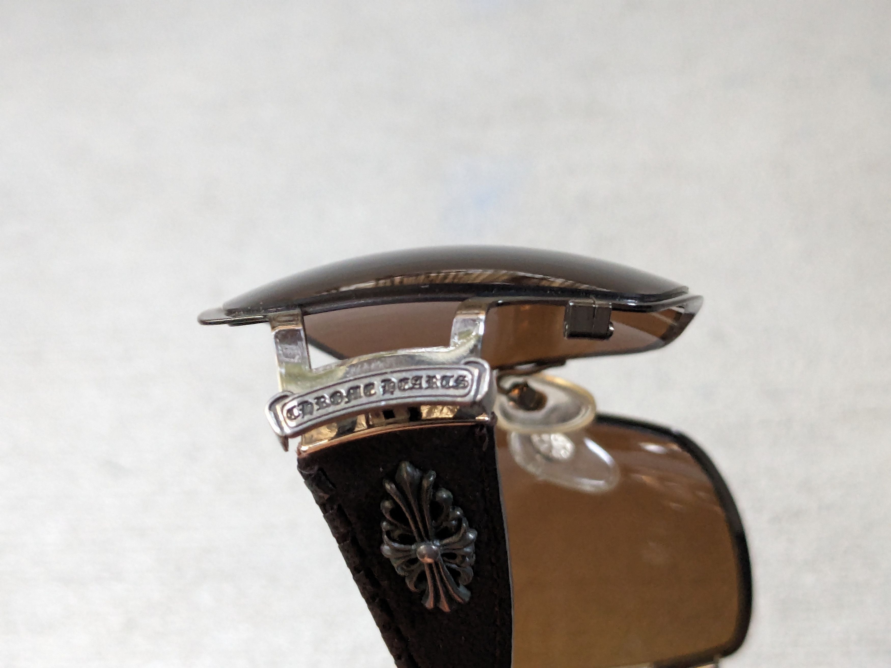 Chrome Hearts Chrome Hearts Poon II Sunglasses Brown Leather Cross Y2K Size ONE SIZE - 11 Thumbnail