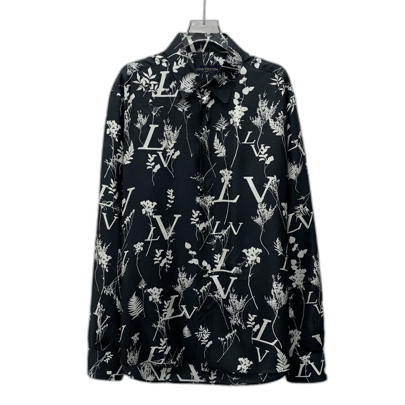 Louis Vuitton Louis Vuitton Black Floral Silk Long Sleeve Shirt Size XL / US 12-14 / IT 48-50 - 1 Thumbnail