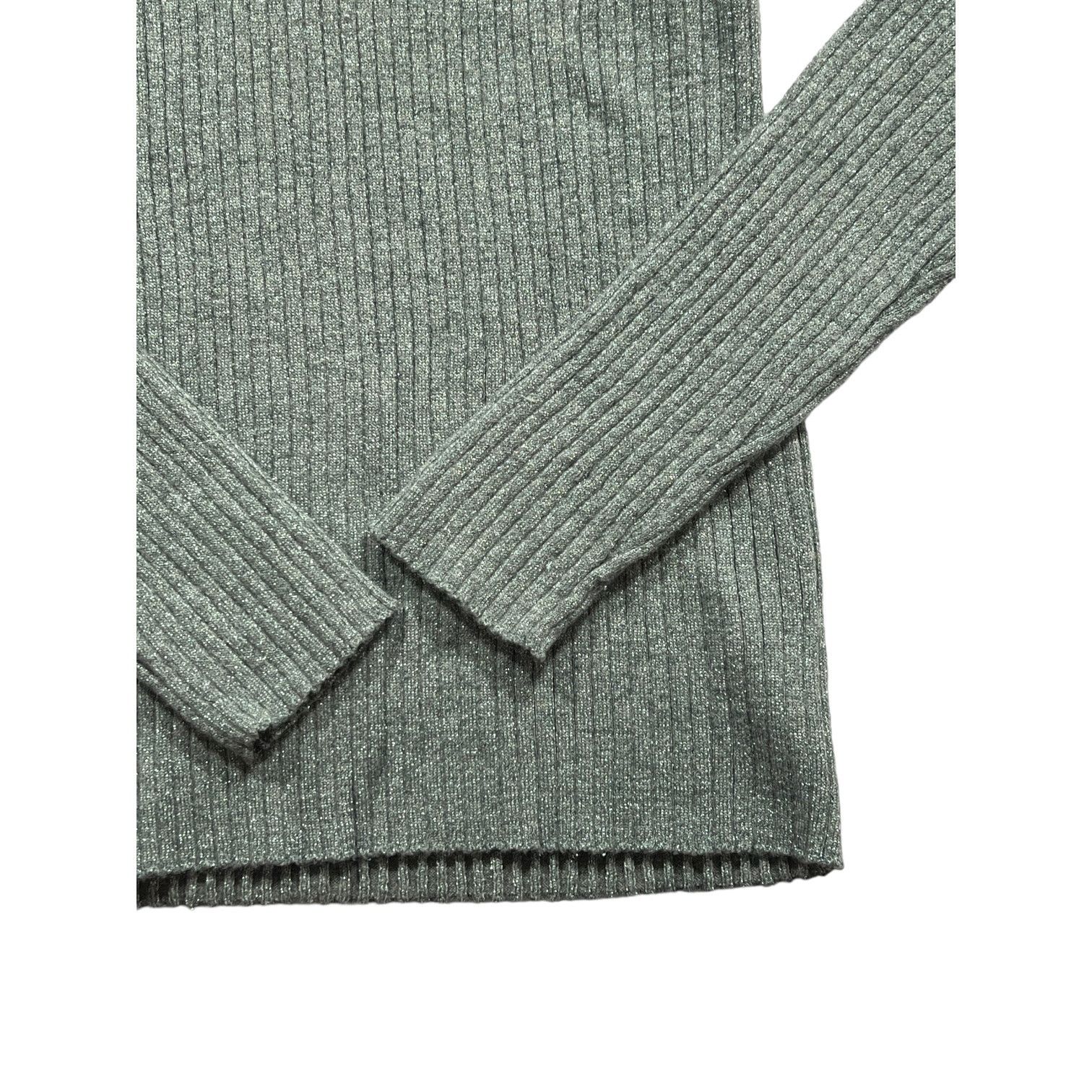 Nine West Nine West Green w/ Metallic Thread Sweater Slim Fit Size Med Size M / US 6-8 / IT 42-44 - 2 Thumbnail