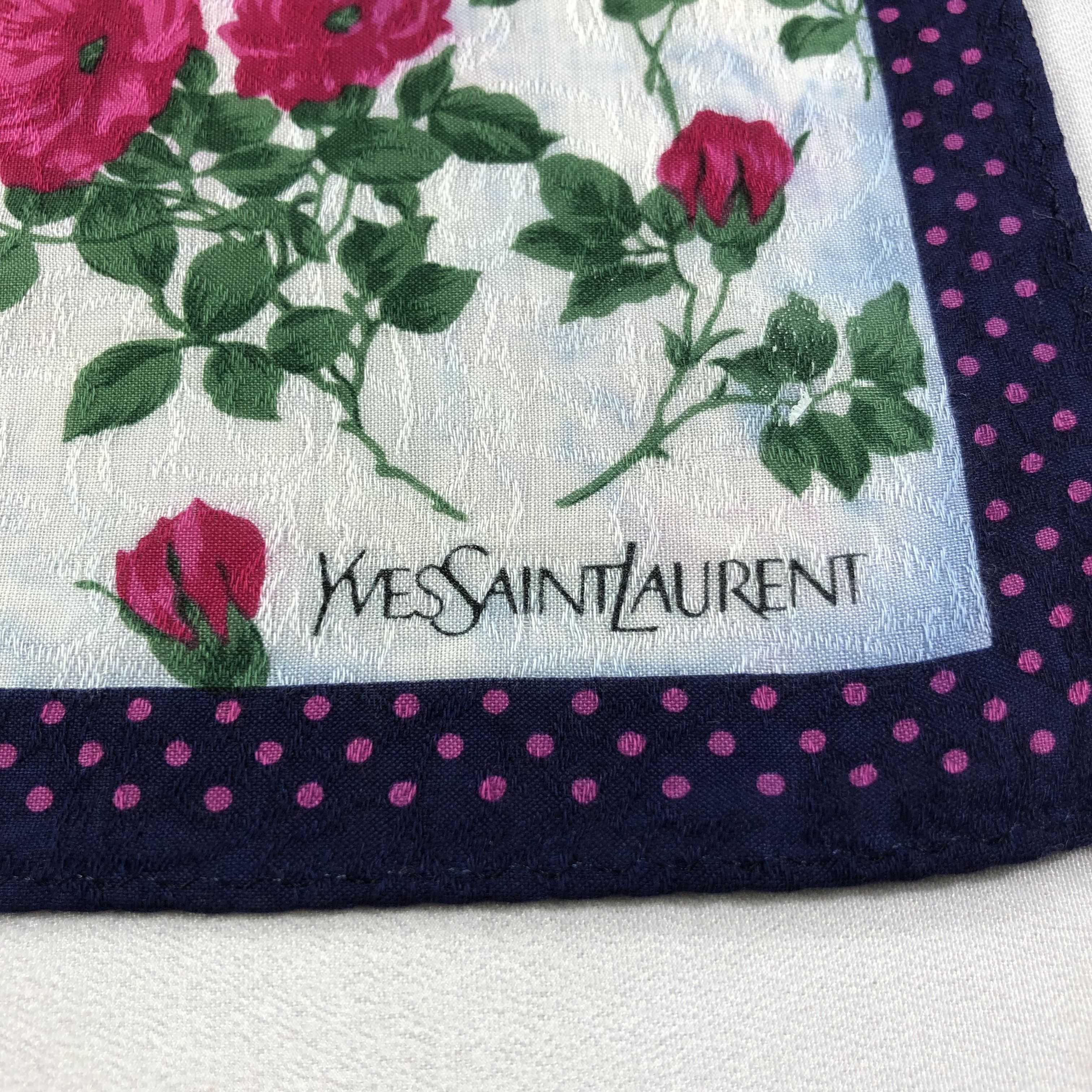 Yves Saint Laurent YSL Floral Handkerchief Neckerchief Bandana H1555 Size ONE SIZE - 4 Thumbnail