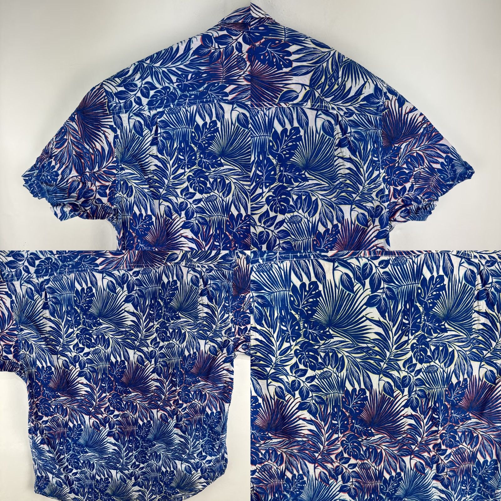 Tommy Bahama Tommy Bahama Mens L Blue Floral Print Button Down Short Sleeve Hawaiian Shirt - Regular Fit Size US L / EU 52-54 / 3 - 9 Thumbnail