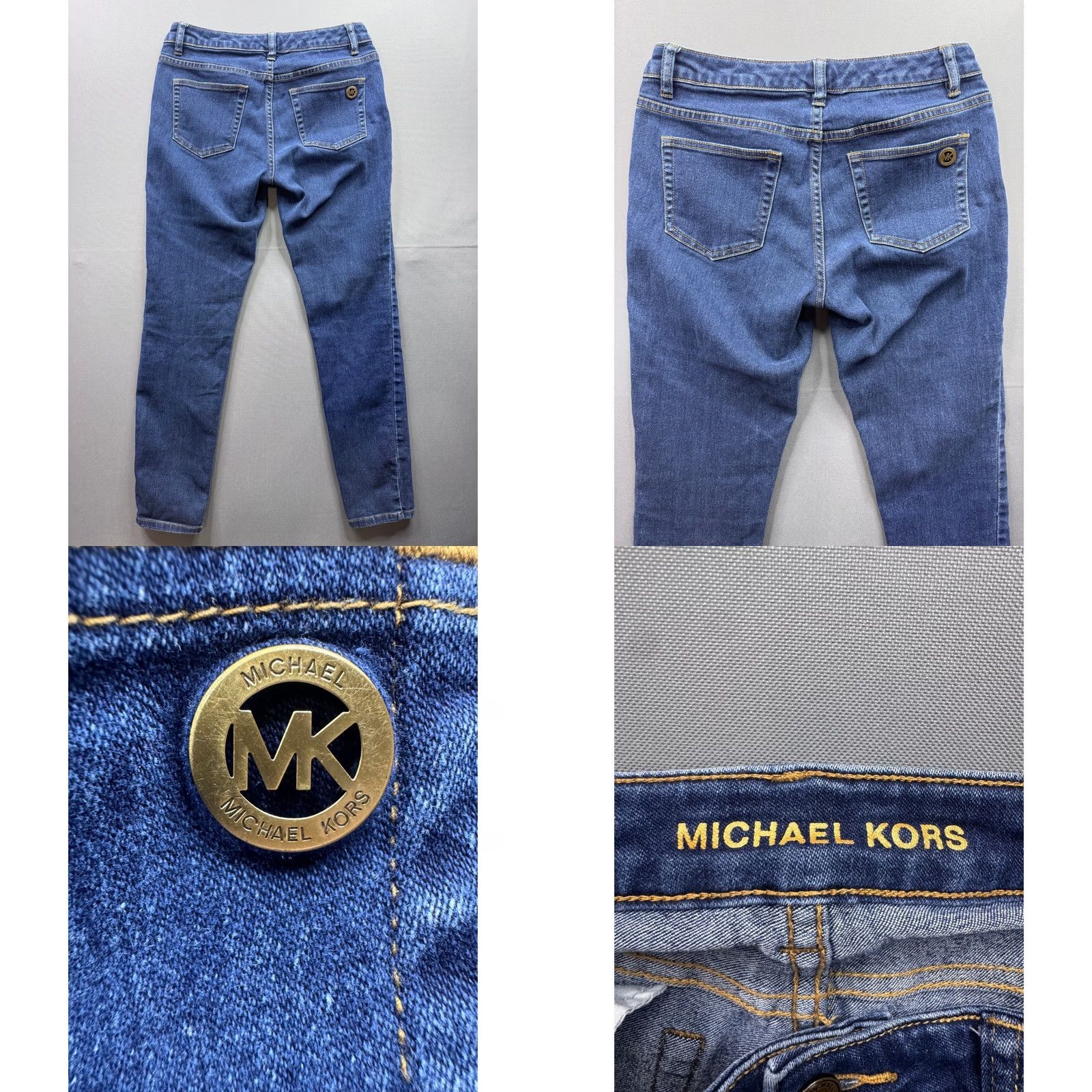 Michael Kors Michael Kors Womens Jeans Blue Wash Skinny Size 28 Slim Rise Mid Denim Spandex Cotton Blend Stretch Pockets Logo Button Zip Size 27" / US 4 / IT 40 - 8 Thumbnail