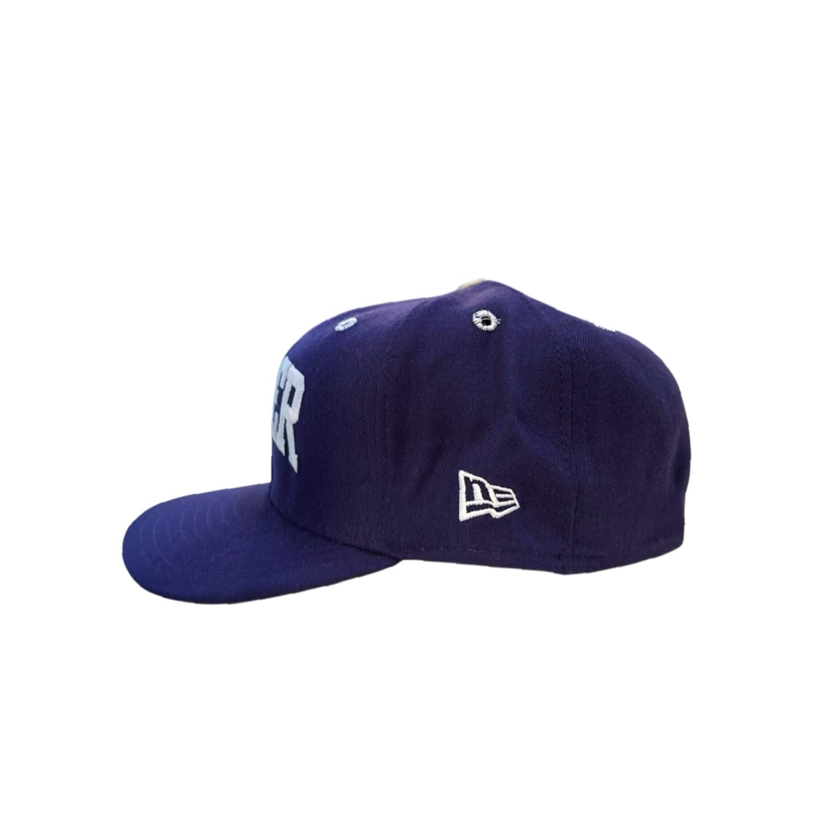 New Era vintage New Era fitted hat 7 1/2 purple USA made NWT deadstock wool blend embroidered logos white button eyelets Mens Cap Size ONE SIZE - 4 Thumbnail