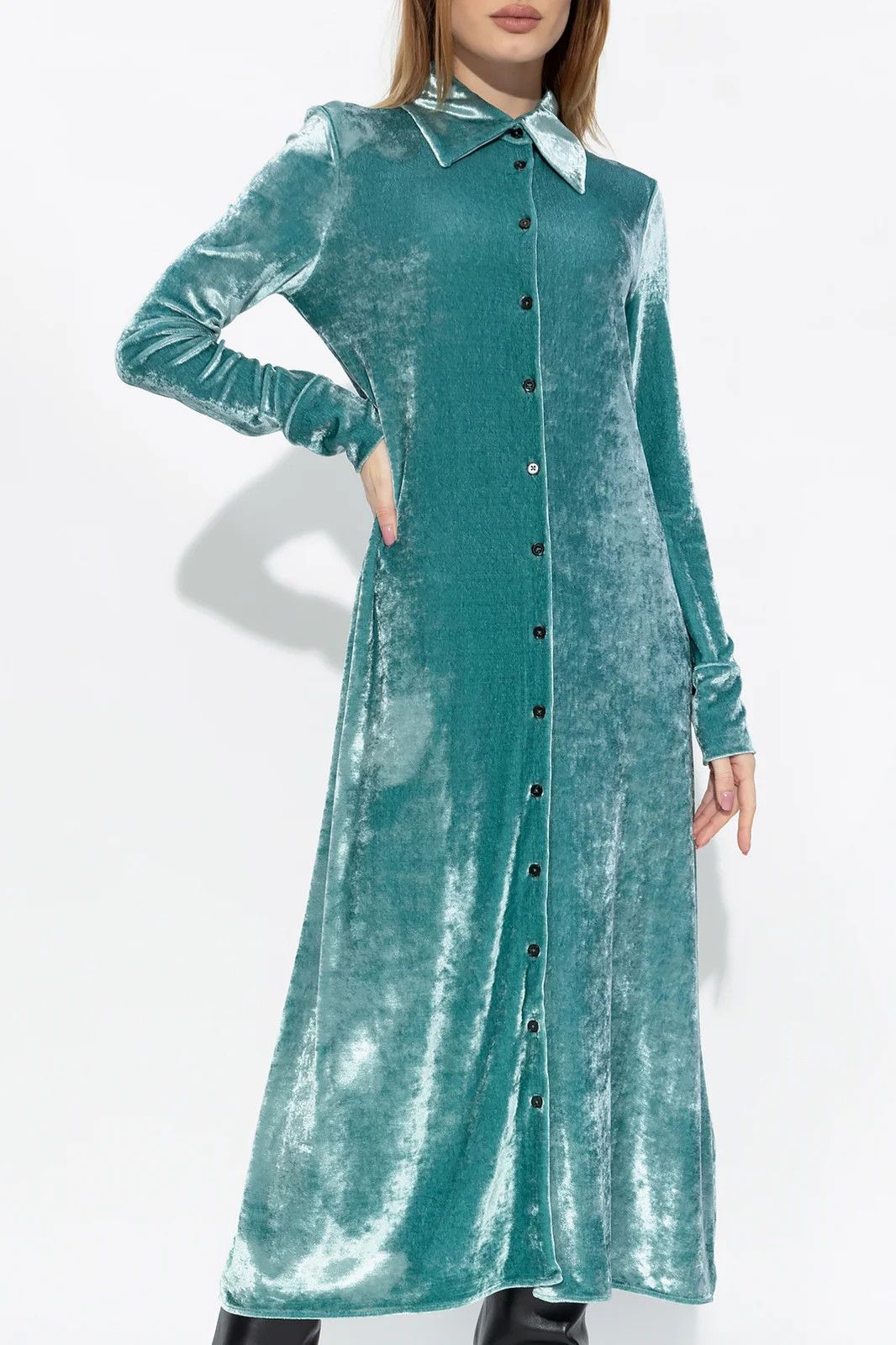 Jil Sander o1w1db10825 Chemisier Long Dress in Blue Size L / US 10 / IT 46 - 2 Thumbnail