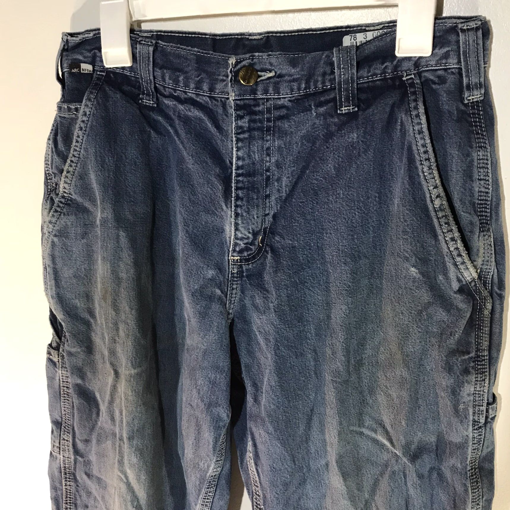 Carhartt VINTAGE Carhartt FR Workwear Carpenter Jeans Men 32X34 Blue Flame-Resistant Denim Regular Fit Size US 32 / EU 48 - 2 Thumbnail