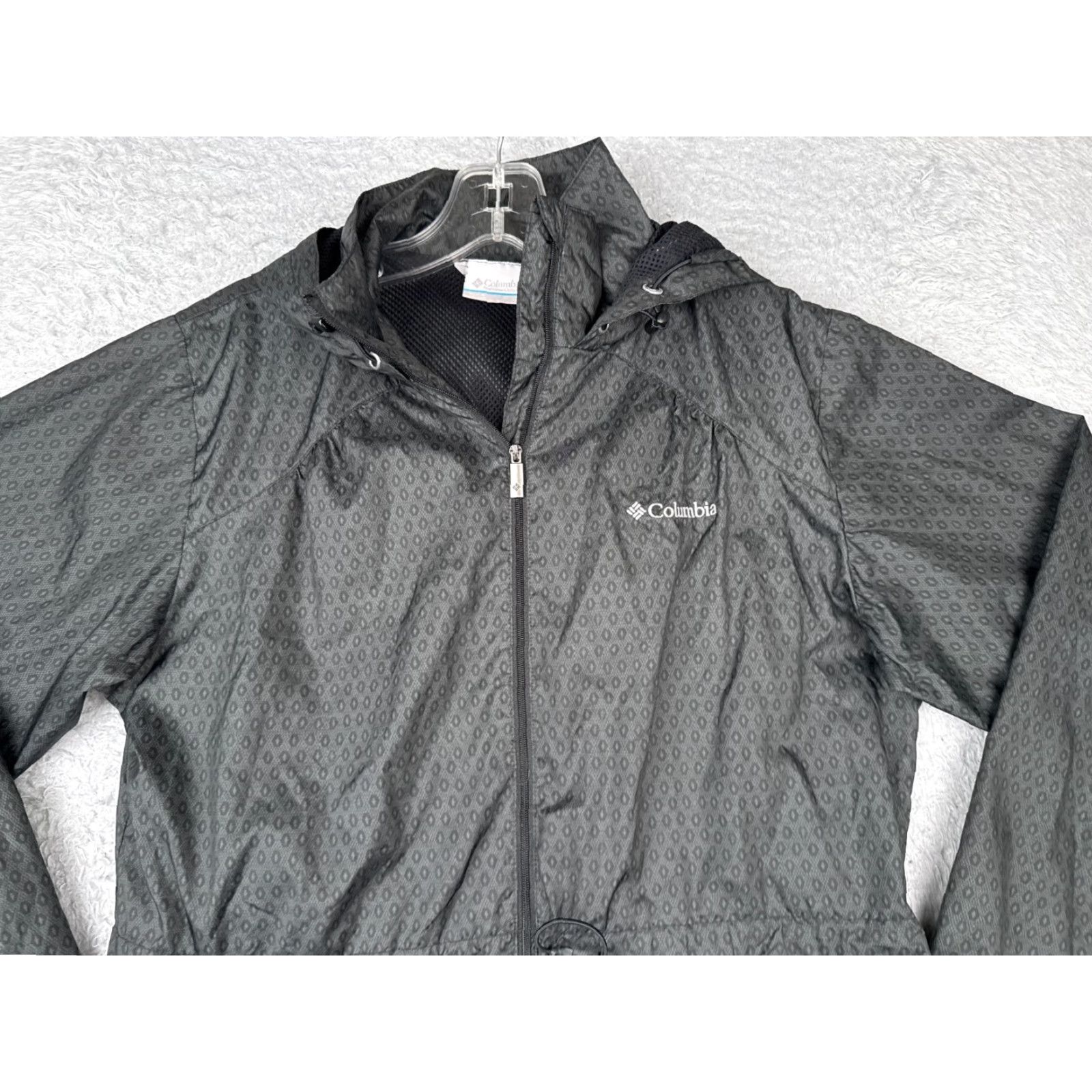 Rains Columbia Jacket Womens Medium Gray Windbreaker Hooded Full Zip Nylon Shell Size M / US 6-8 / IT 42-44 - 7 Thumbnail
