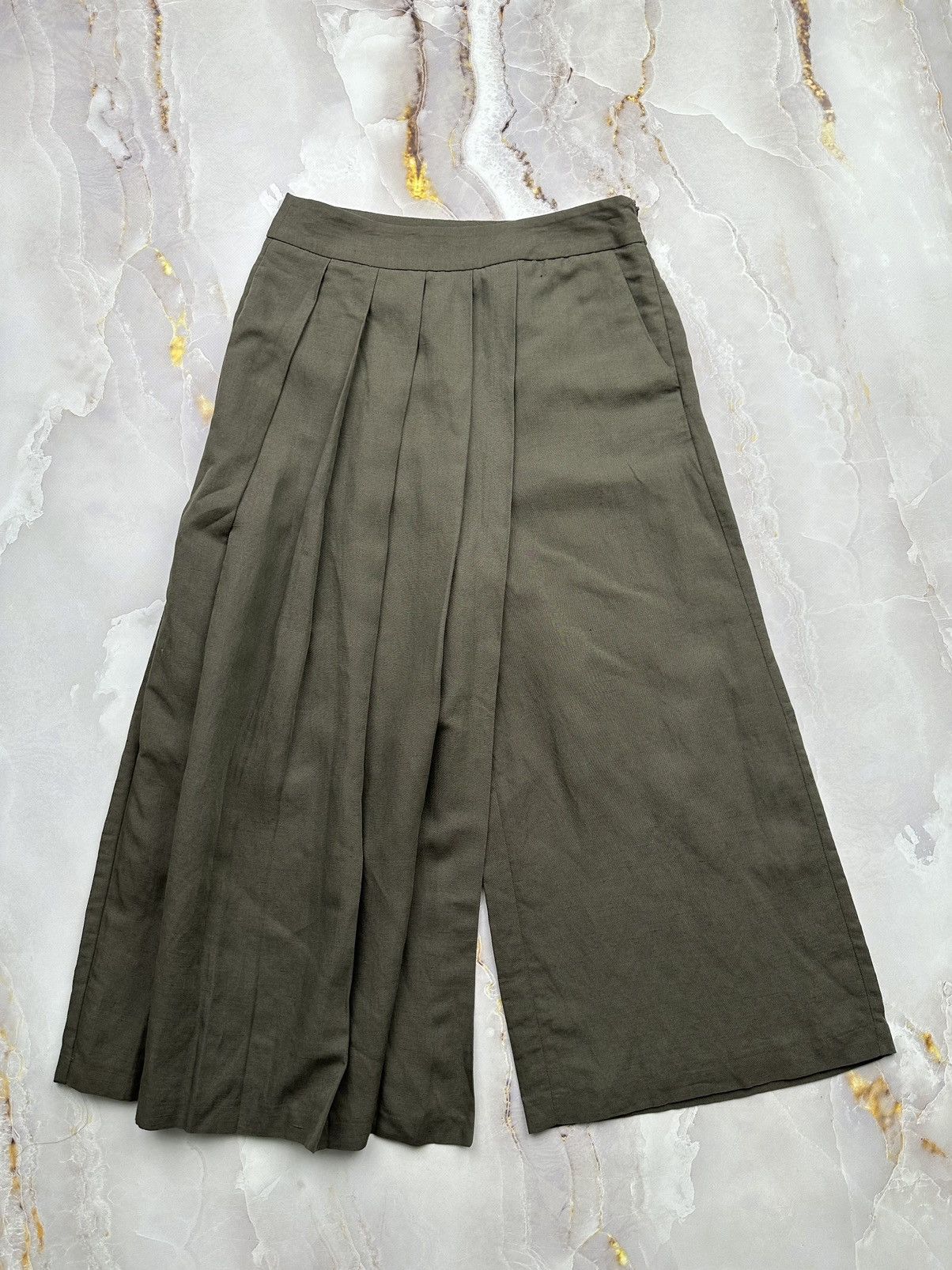 image of Avant Garde x Vintage Wide Cropped Pants Yohji Style in Green, Men's (Size 28)