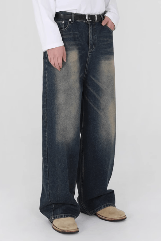 Japanese Brand × Jean Men's retro washed distressed straight jeans Size US 32 / EU 48 - 4 Thumbnail