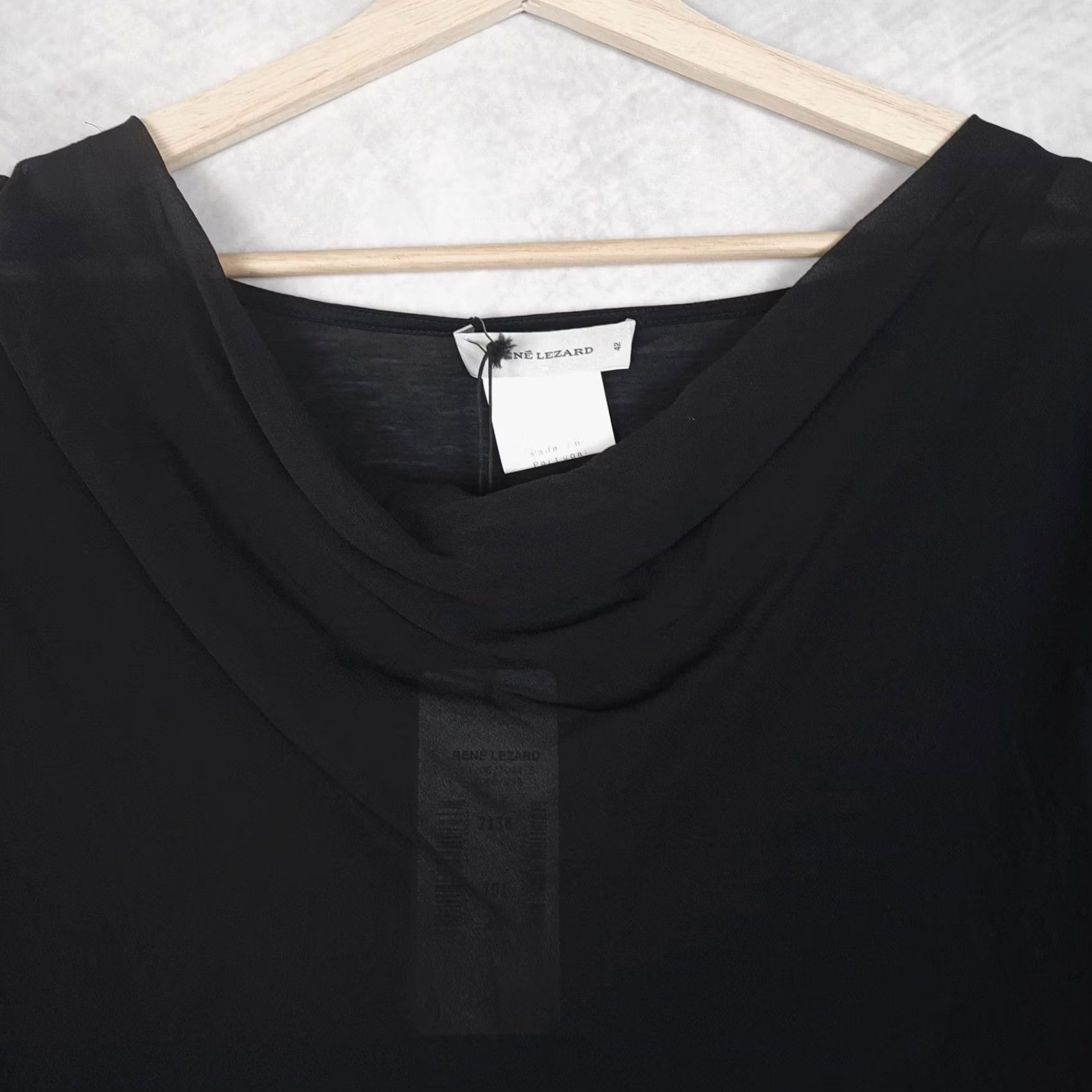 Vintage RENE LEZARD Tunic Women 42 Black Sheer Cowl Neck Lyocell Silk Flowy Tunic Size M / US 6-8 / IT 42-44 - 7 Thumbnail