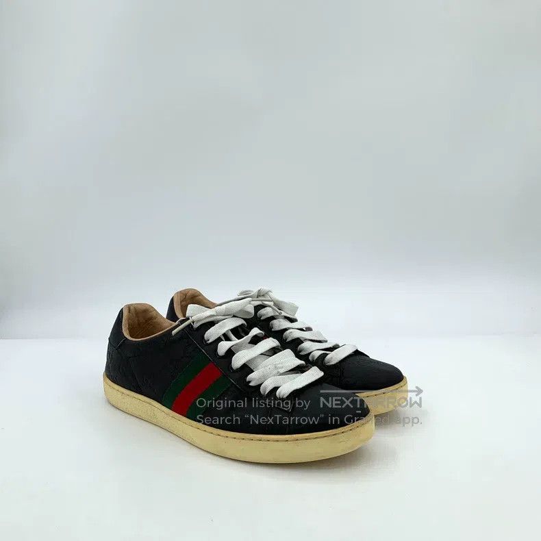 Gucci Gucci Black logo dark striped webbing casual lacing flat b Size US 7 / IT 37 - 2 Thumbnail