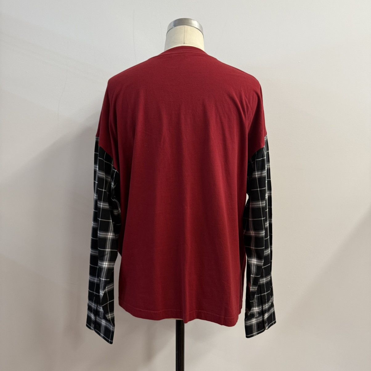 Balenciaga Balenciaga 2018 Layered Hybrid Shirt Plaid + Red Tee Size US M / EU 48-50 / 2 - 6 Thumbnail