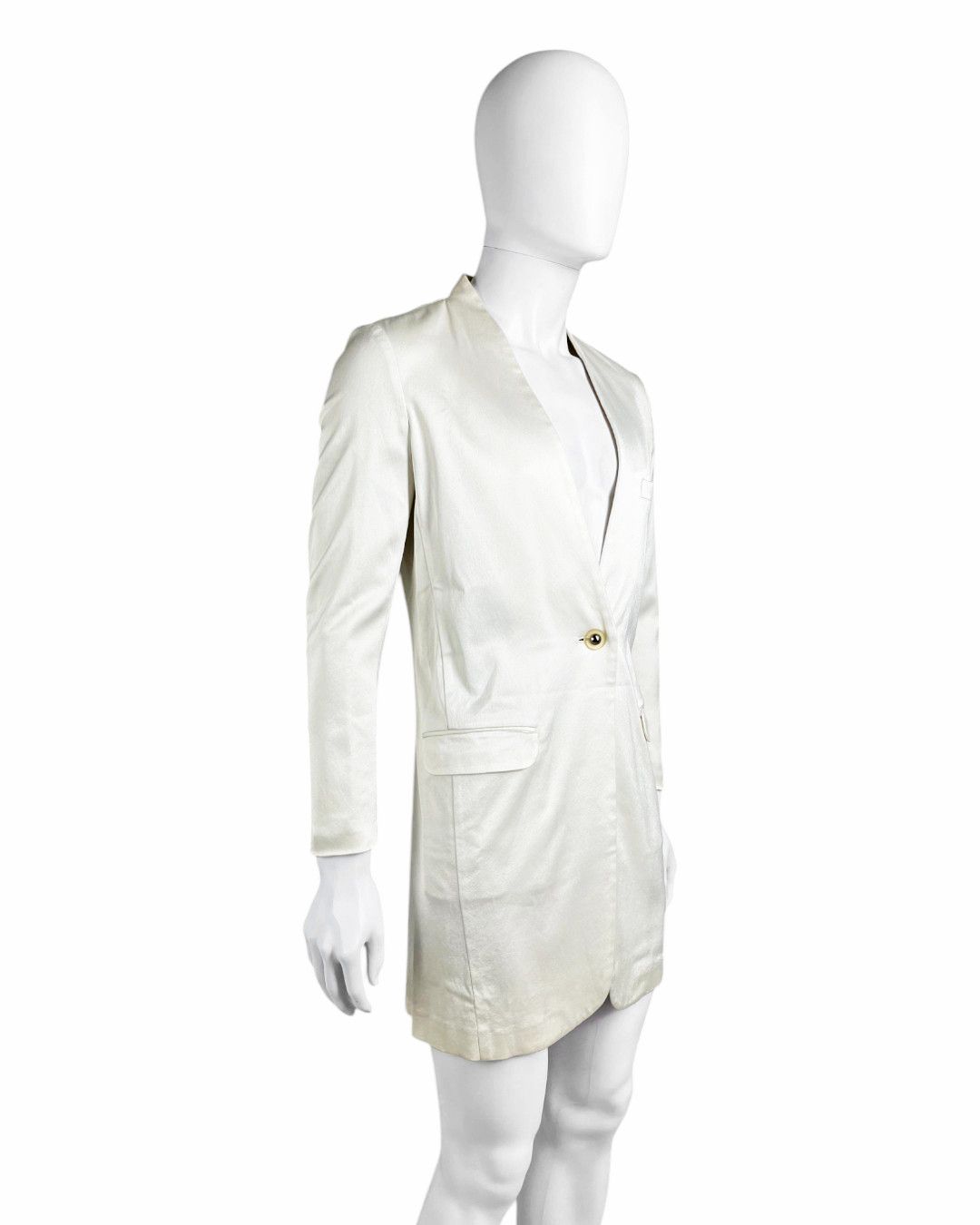 Issey Miyake S/S 2006 White One Button Long Blazer Size US M / EU 48-50 / 2 - 2 Thumbnail